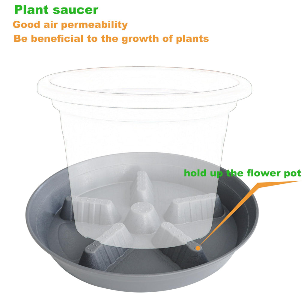 4 Pack Plant Saucer 8 inch, 10 12 14 17 inch, Plant Stand Plastic Plant Saucers for Indoors Outdoor, Heavy Duty Flower Planter Drip Trays for Pots, Pot Saucers for Plants, Grow Bags Saucers