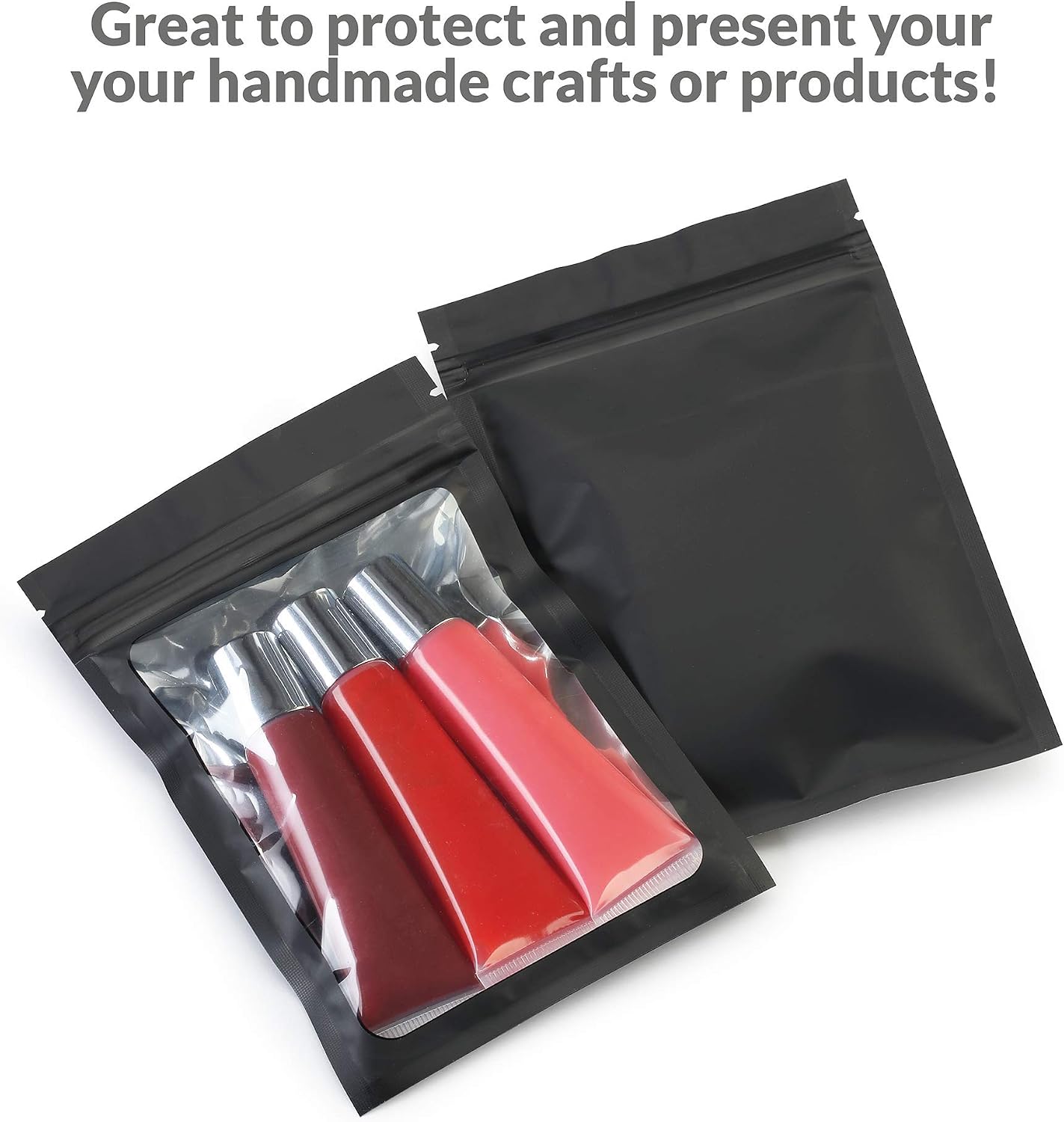 Mylar Bags with Zipper Seal 4 x 6" | 100 Bags | Black | Resealable Heat Seal Bags for Candy and Food Packaging, Medications and Vitamins | For Liquid and Solids (Black, 4" x 6")