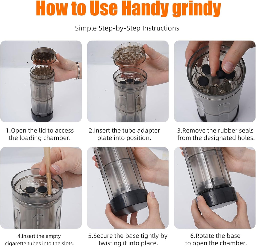 Pre Roll Machine, Grinder for Herb Cone Loader & Mill | WHS·Yan Spice Grinders with extra-coarse teeth for fluffy texture. Loads 6 cones at once. Portable for travel, or outdoor.