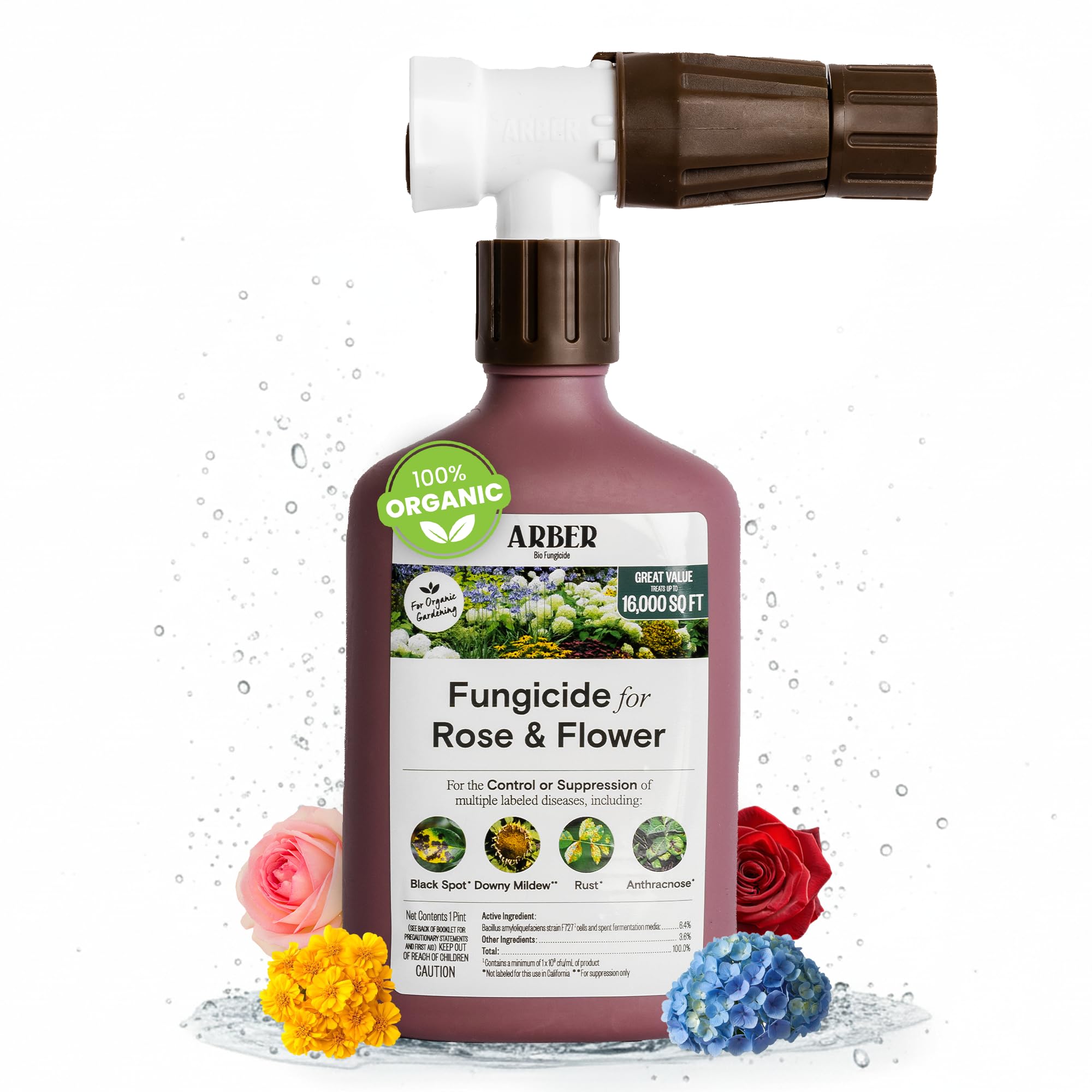 Organic Insecticide & Fungicide for Plants - Indoor/Outdoor, 16oz | Indoor and outdoor protection controls powdery mildew, spider mites, aphids, whiteflies, and fungus gnats