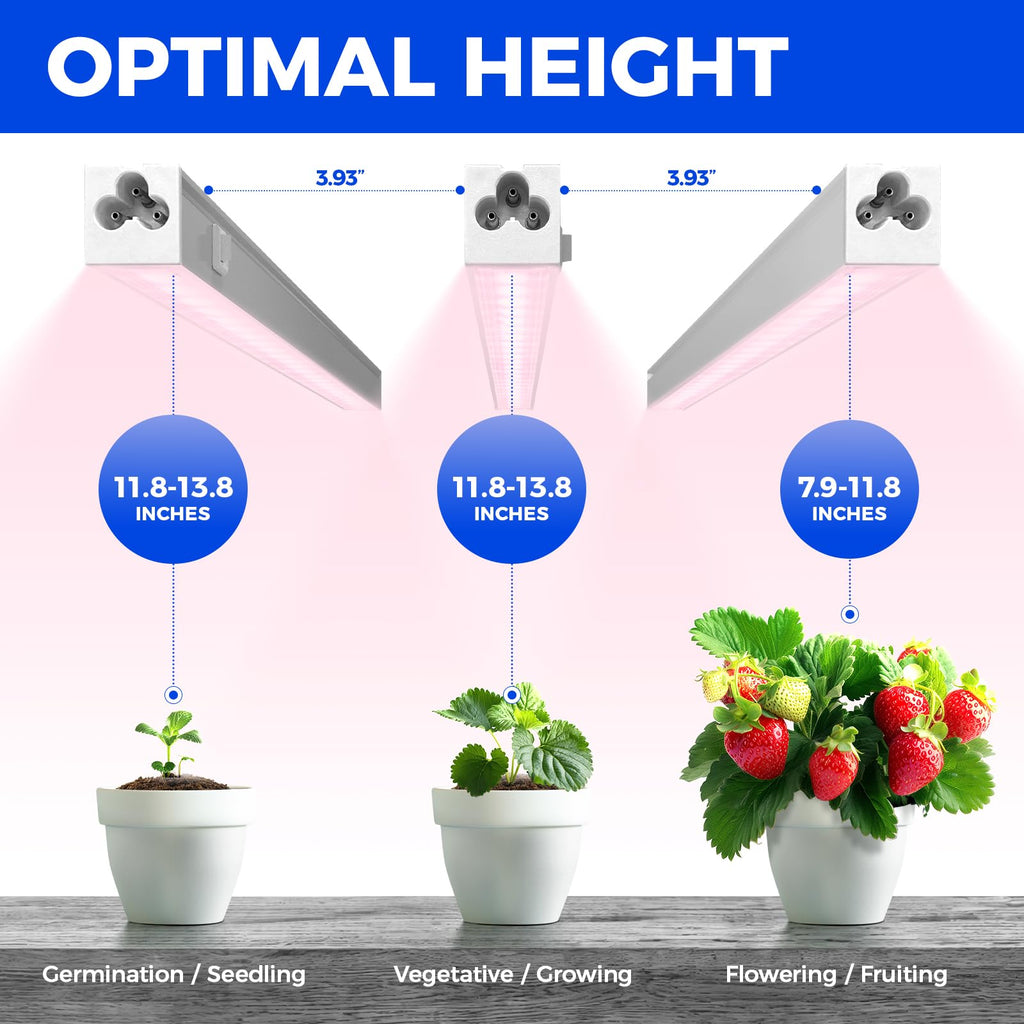 Barrina Grow Lights for Indoor Plant, T5 1FT Full Spectrum, Yellow, 4 Packs | Black Cover LED Grow Light Strips, Linkable, Plant Light for Indoor Plants Growing, 3 Mounting Modes, Separate On/Off