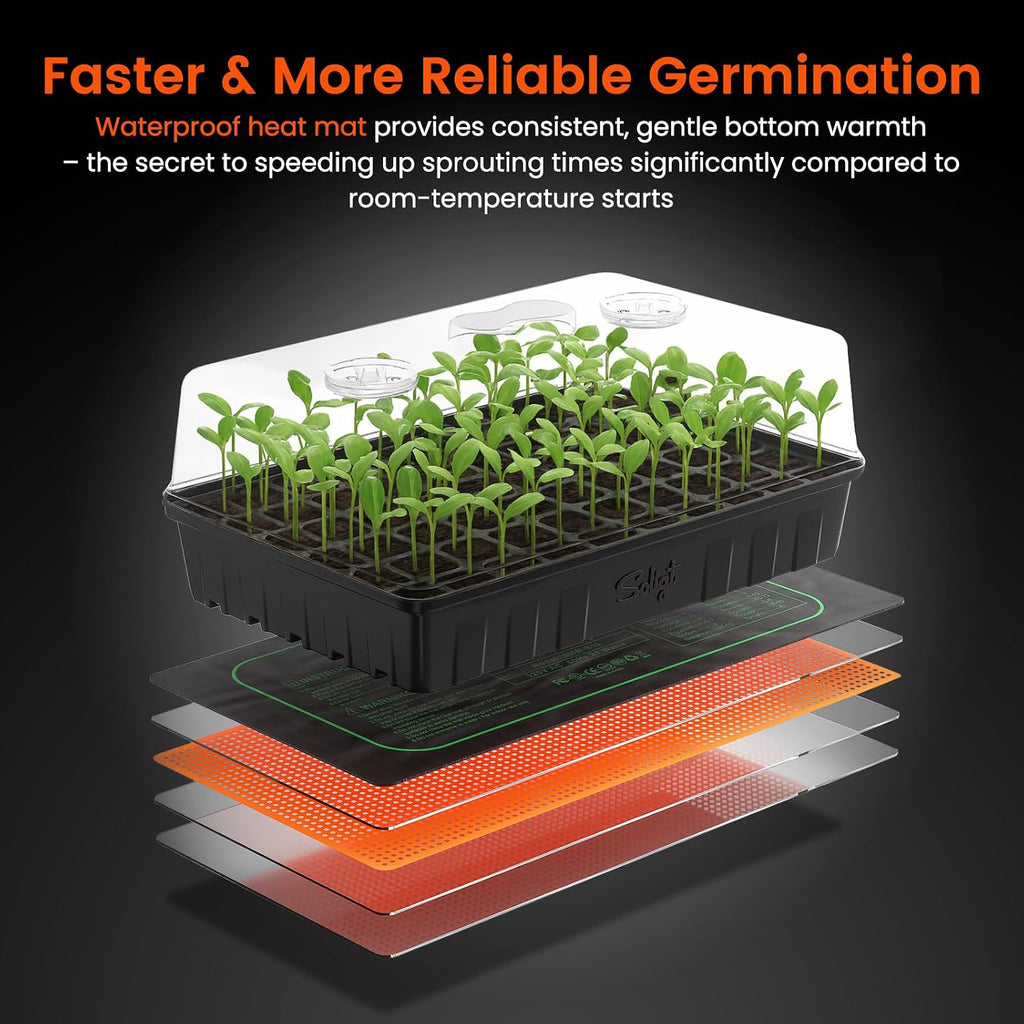 SOLIGT 3 Set 60-Cell Seed Starter Kit with Domes, Cell Trays and Heat Mats | Cloning, Propagation and Germination Station