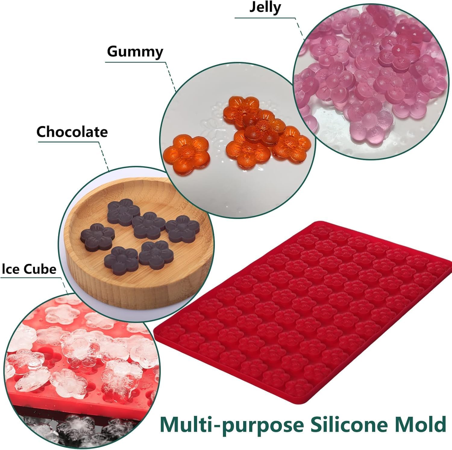 Marijuana Cannabis Hemp Leaf Silicone Molds with 70 Cavities Shaped for Pot Chocolate Candy Gummy, Flower