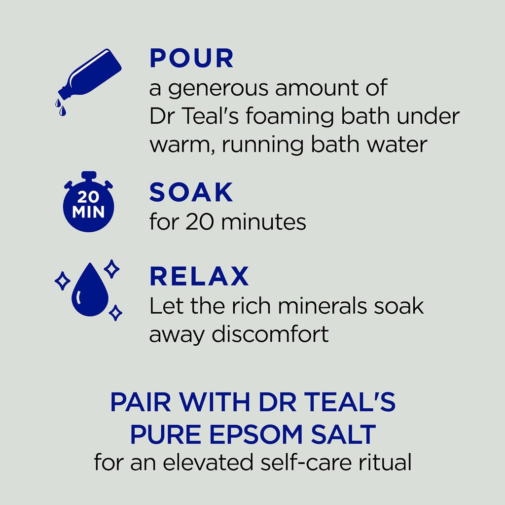 Dr Teal's Foaming Bath with Pure Epsom Salt, Cannabis Sativa Hemp Seed Oil, 34 fl oz (Pack of 2)
