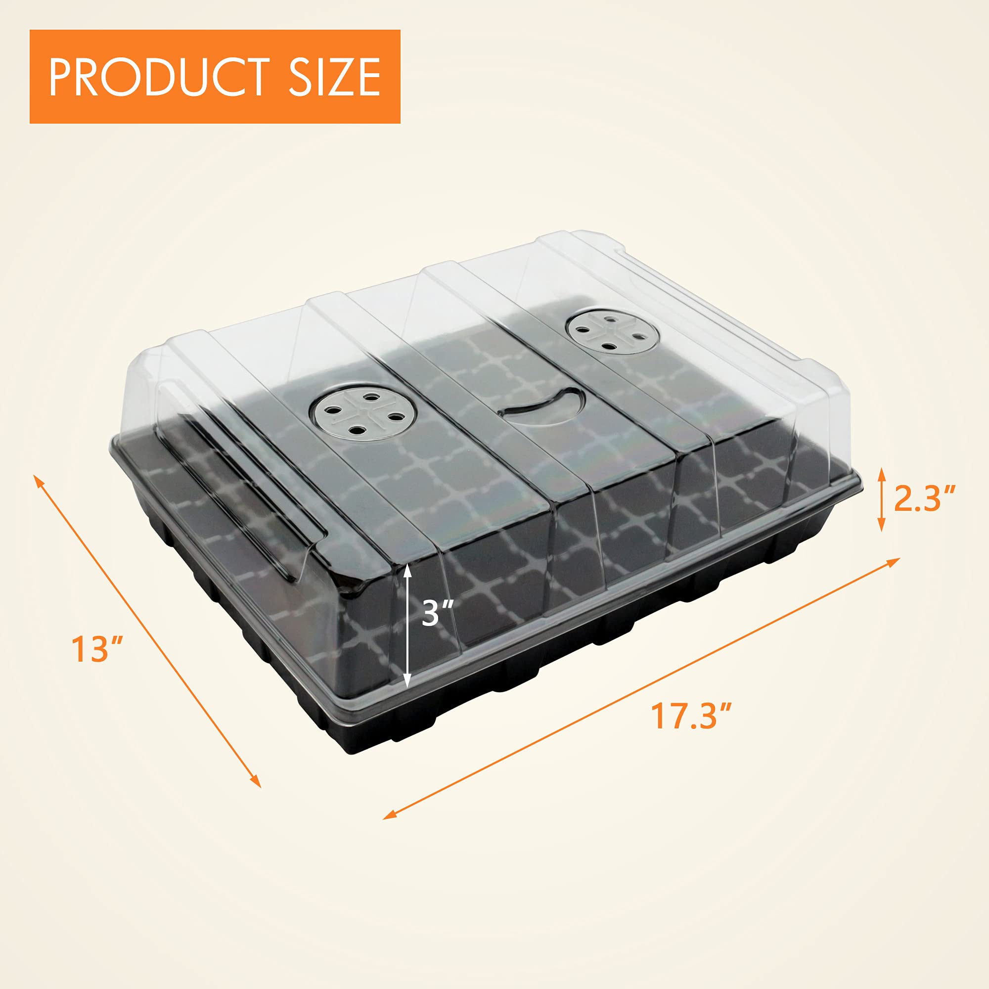 Gardzen 5-Set Seed Starter Tray Kits, Durable Plant Germination Trays with Humidity Vented Domes and Bases, Ideal for Seed Starting, Indoor Gardening, and Greenhouse (Total 200 Cells) | Durable Plant Germination Kit with Humidity Control Domes for Indoor