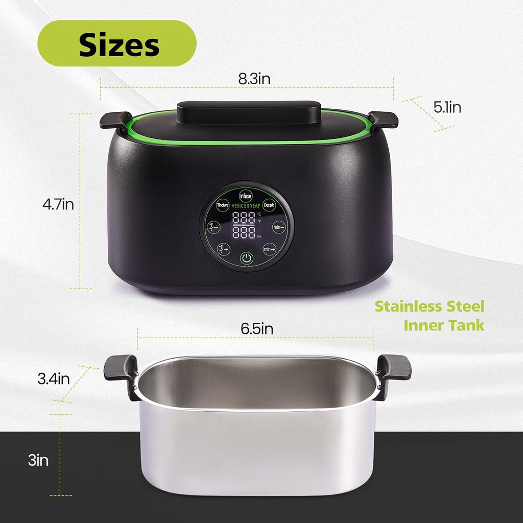 2-In-1 Decarboxylator & Oil Infuser Machine | Herb Decarb & Infusion Device, Herbal Recipe Book Included