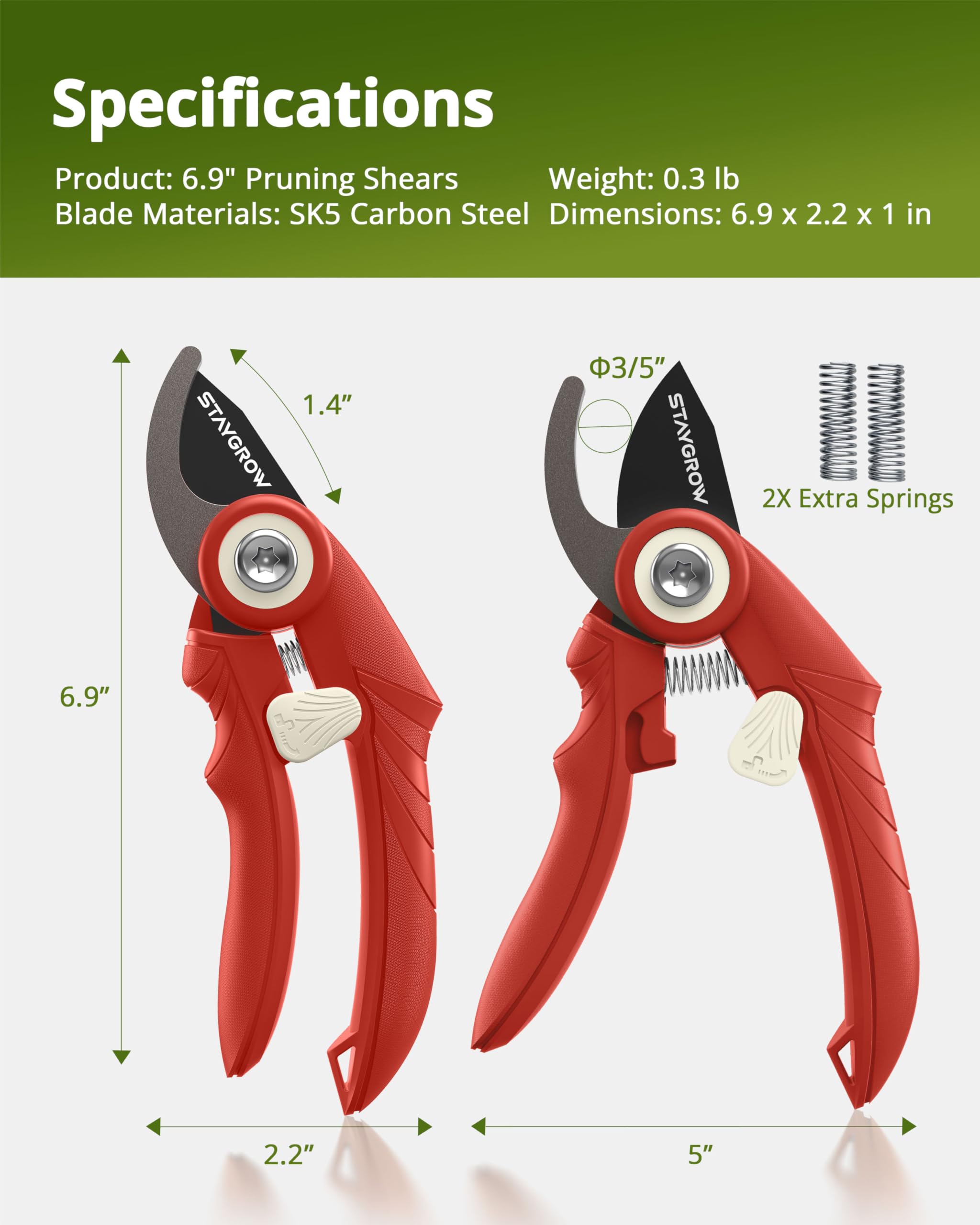 2pcs 6.5" Pruning Shears for Gardening Ultra Sharp Garden Scissors | Plant Snips for Precise Cuts, Stainless Steel Bonsai Clippers with Spring Loaded, Garden Shears (1pc Straight & 1pc Curved)