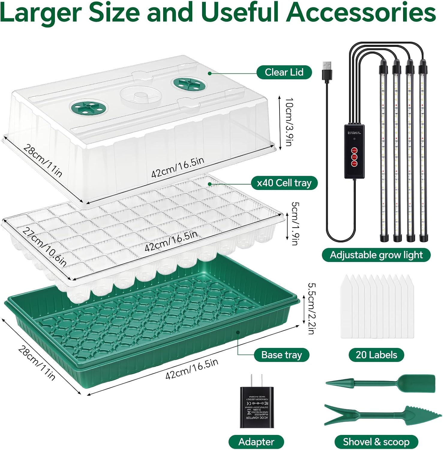 2 Pcks Seed Starter Tray 120 Cells Seed Starter Kit with Grow Light, Seed StartingTrays for Seed Seedling Planting Starter, Mini Greenhouse Plant Germination Trays