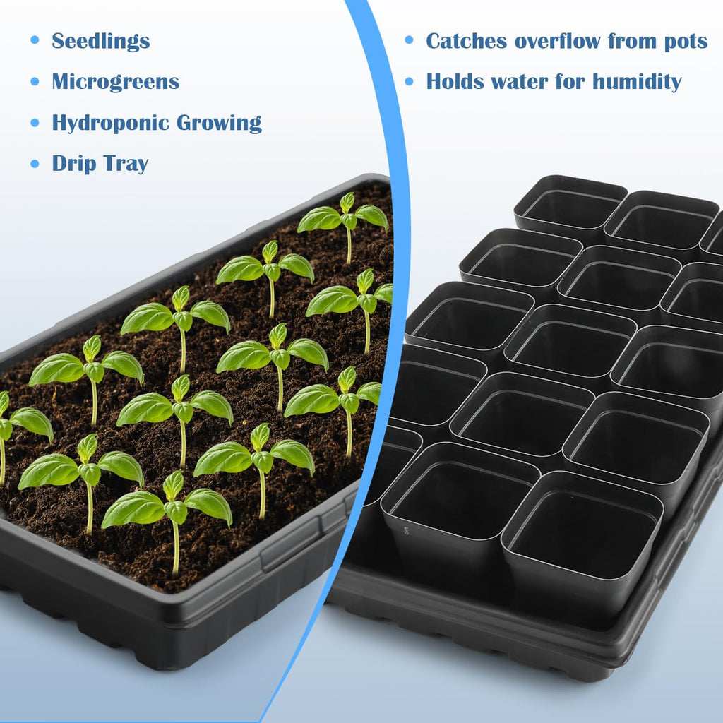 BTPLASTIK 10 Pack 7.3" High Humidity Domes for 1020 Seed Trays – Thicker Platic Clear Humidity Dome with Adjustable Vents, BPA-Free, Fits Standard 10"x20" Trays for Germination, Propagation, Cloning