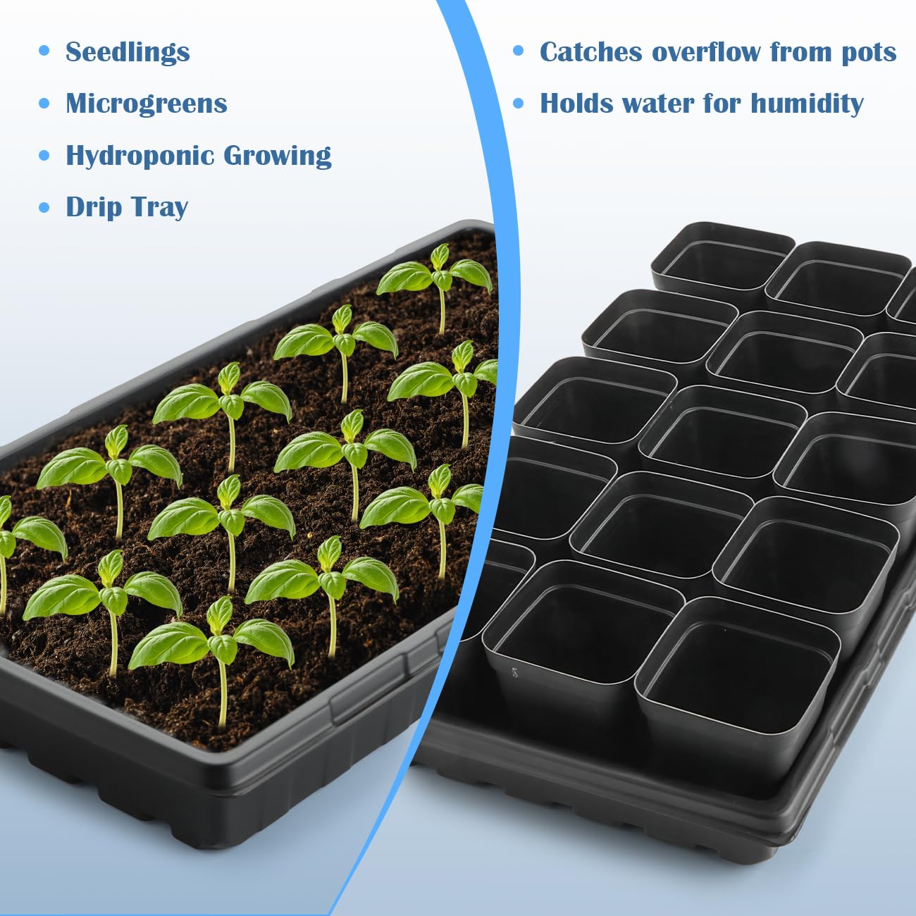 BTPLASTIK 10 Pack 7.3" High Humidity Domes for 1020 Seed Trays – Thicker Platic Clear Humidity Dome with Adjustable Vents, BPA-Free, Fits Standard 10"x20" Trays for Germination, Propagation, Cloning