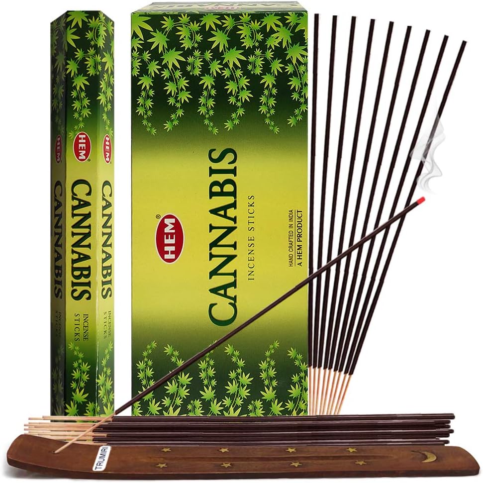 Cannabis Incense Sticks and Incense Stick Holder Bundle Insence Insense Hem Incense Sticks