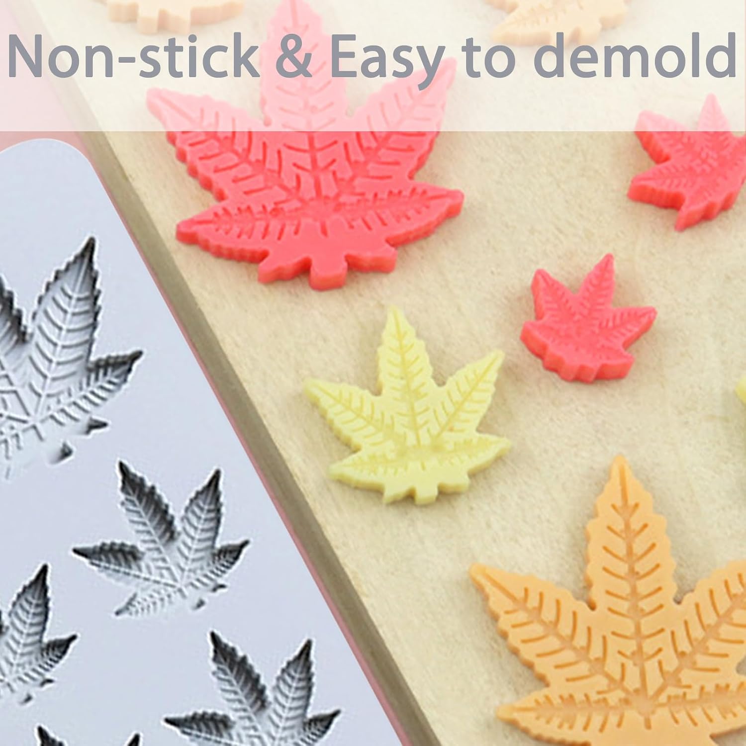 Leaf Silicone Mold for Chocolate Candy Soap Gummy | 12-Cavity Tray, 20.4 x 14.9 cm, Maple Leaf Shape, For Baking & Crafts, Pack of 2