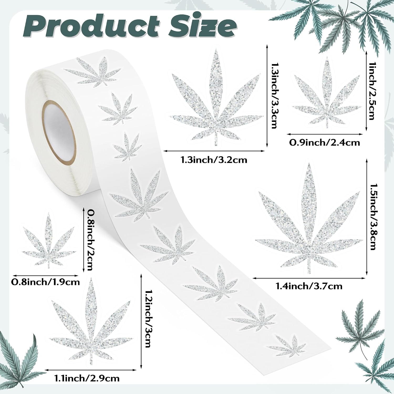 Weed Marijuana Stickers for Adult - 1 Roll 1000pcs Green Weed Decal Decorations, Cute Leaf Vinyl Sticker Label for Laptop Water Bottle Car Luggage Skateboard Party Decor Gift (Green)