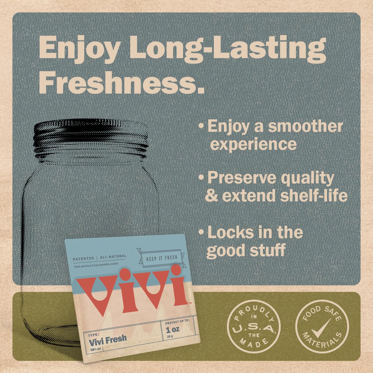Vivi Fresh 5 LB Humidity Control Pack | Individually Wrapped | For All Airtight Storage Containers, Store Longer and Preserve Freshness | Made in the USA by Boveda