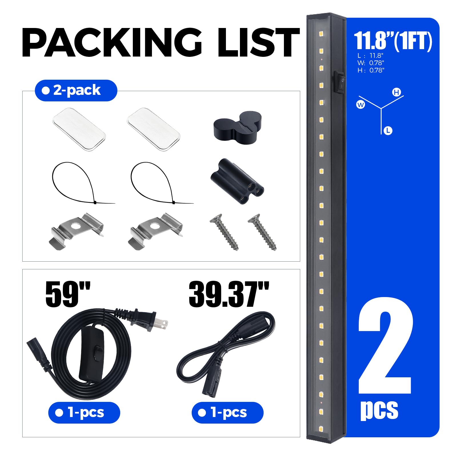 Barrina Grow Lights for Indoor Plant, T5 1FT Full Spectrum, Yellow, 4 Packs | Black Cover LED Grow Light Strips, Linkable, Plant Light for Indoor Plants Growing, 3 Mounting Modes, Separate On/Off