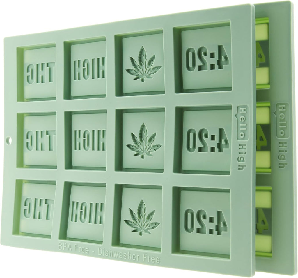 HELLO HIGH 420 Leaf Silicone Gummy & Candy Mold, 2-Pack, 24 Cavities