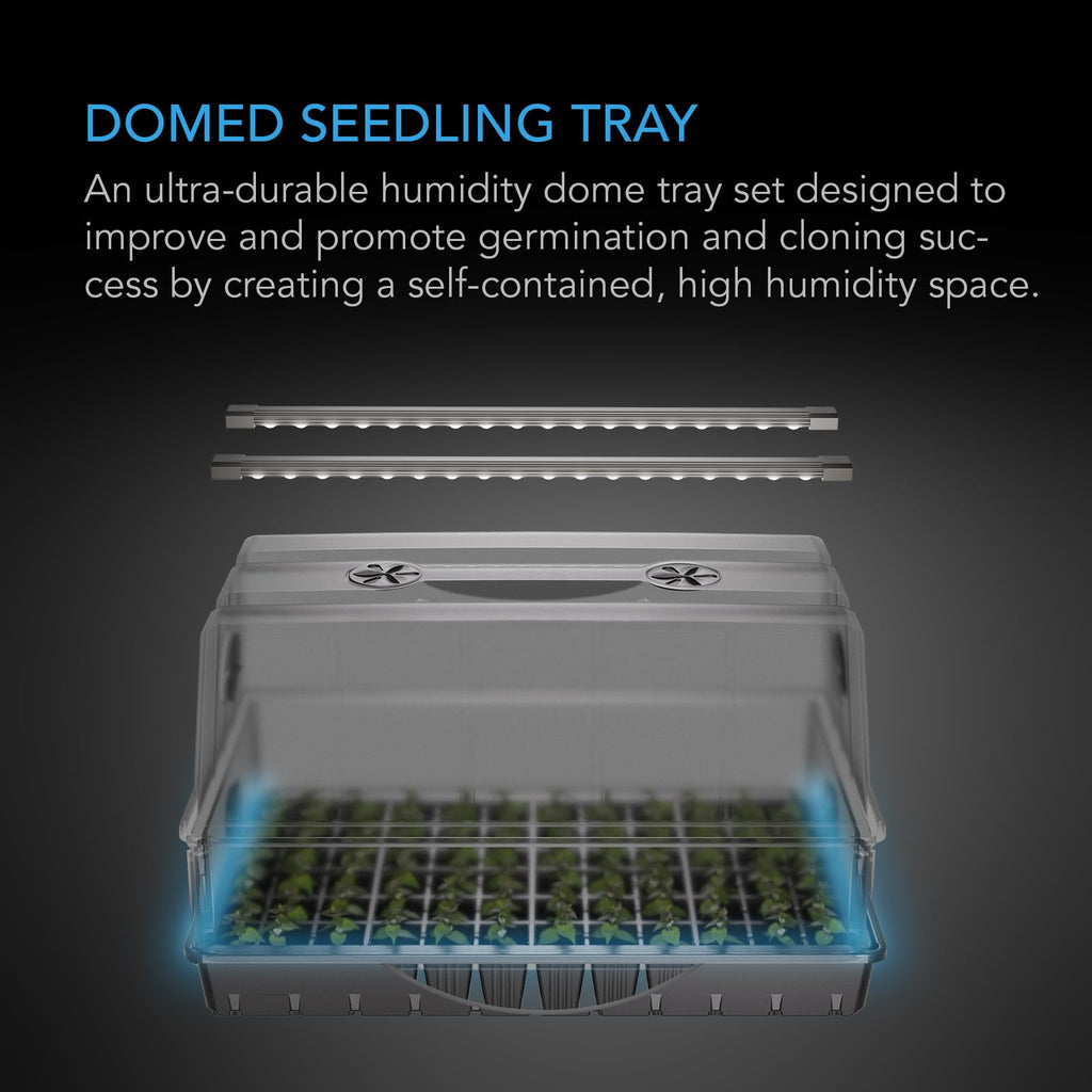 AC Infinity Heavy-Duty Humidity Dome 5x8 Germination Kit | Full Spectrum LED Grow Light Bars w/Samsung LM301H EVO LEDs, Heat Mat, 3mm Dome, Trays, Vented Panels, for Seed Starting