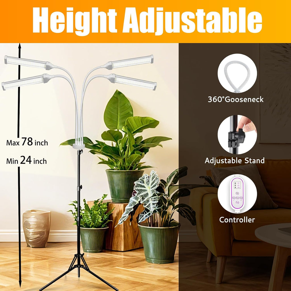 420 LED Grow Lights for Indoor Plants Full Spectrum, LED Plant Light with Stand, Adjustable Height, Plant Grow Lights with Auto 4/8/12/H Timer for Indoor Tall Plants. (420 LEDs)