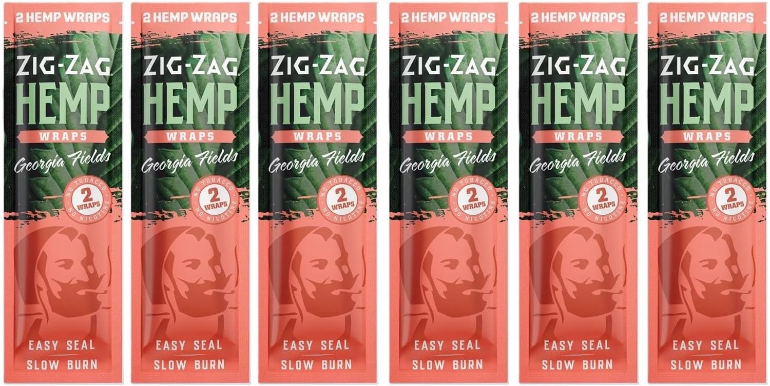 ZIG-ZAG Hemp Wraps Rolling Papers, Mellow Haze 6 pack | 2 sheets per pack, Slow Burn, Plant Based