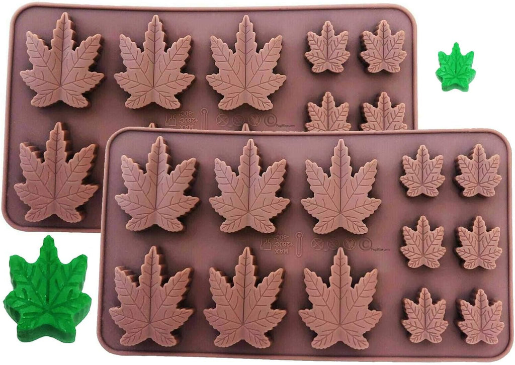 Set of 2 X Silicone Lollipop Gummy Brownies Hard Candy Edible Leaf Mold Ice Cube Chocolate Soap Candle Tray Party Maker (Brown (2 Pack))