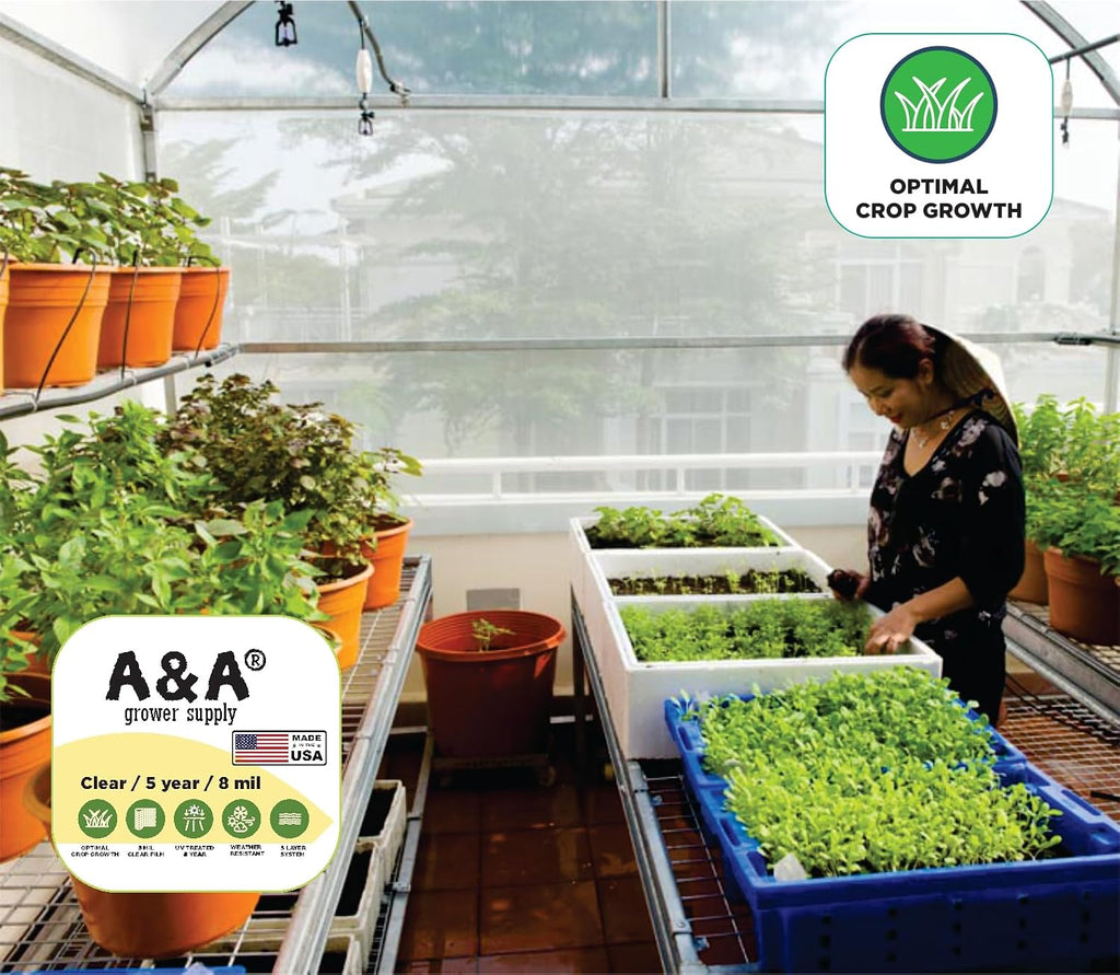 A&A Greenhouse Clear Plastic Film 8 mil - Polyethylene Covering - UV Protection - (10 ft. W x 25 ft. L)