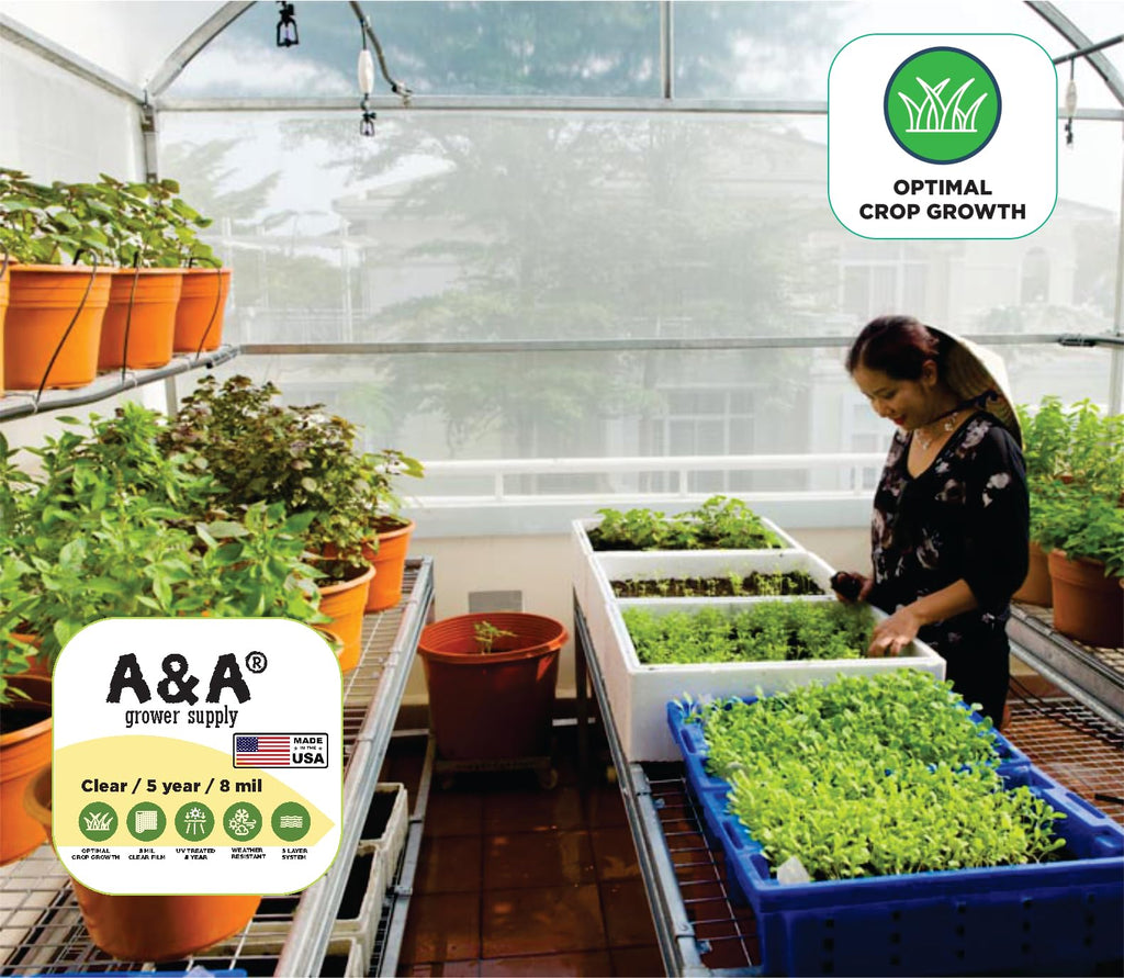 A&A Greenhouse Clear Plastic Film 8 mil - Polyethylene Covering - UV Protection - (10 ft. W x 25 ft. L)
