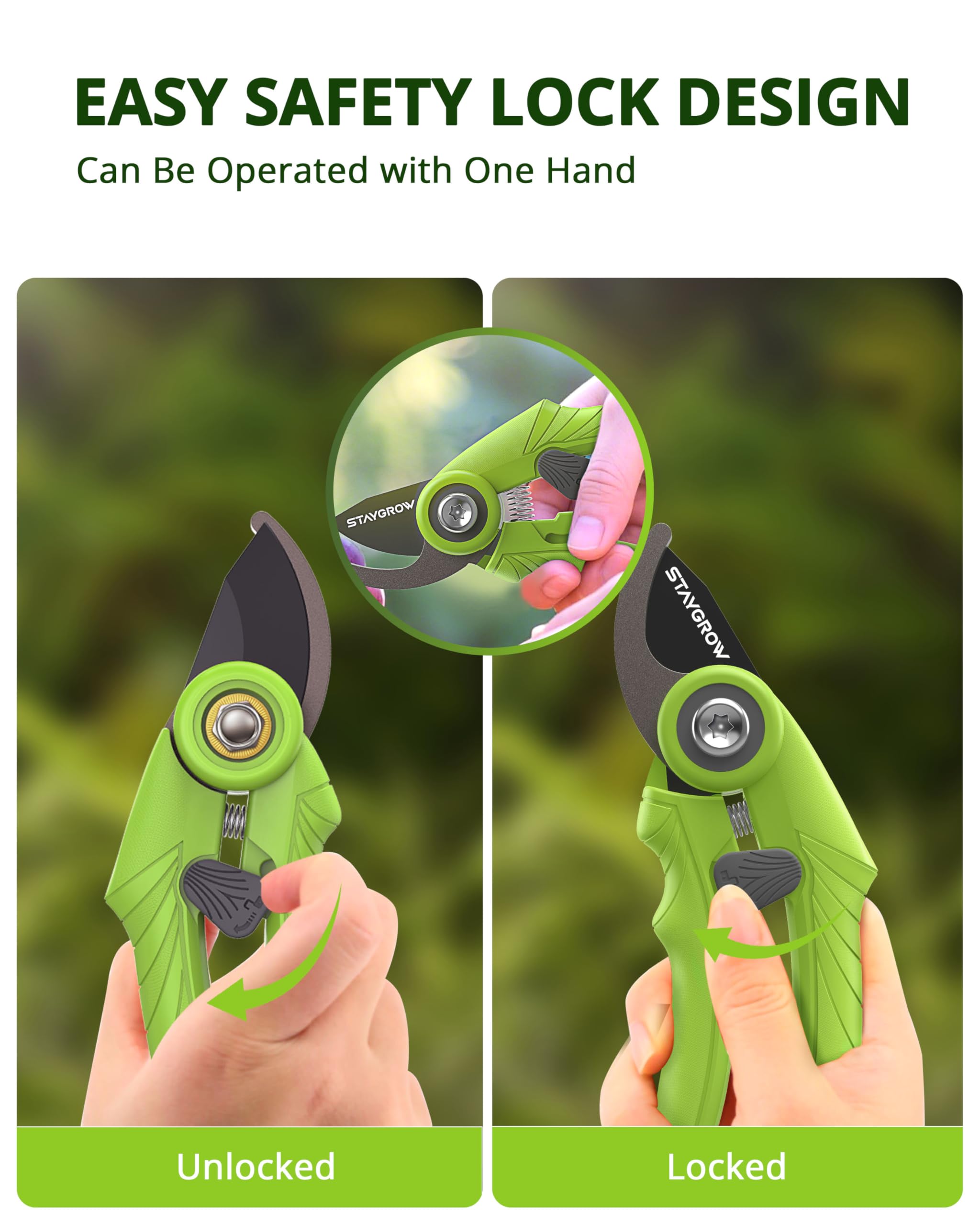 2pcs 6.5" Pruning Shears for Gardening Ultra Sharp Garden Scissors | Plant Snips for Precise Cuts, Stainless Steel Bonsai Clippers with Spring Loaded, Garden Shears (1pc Straight & 1pc Curved)