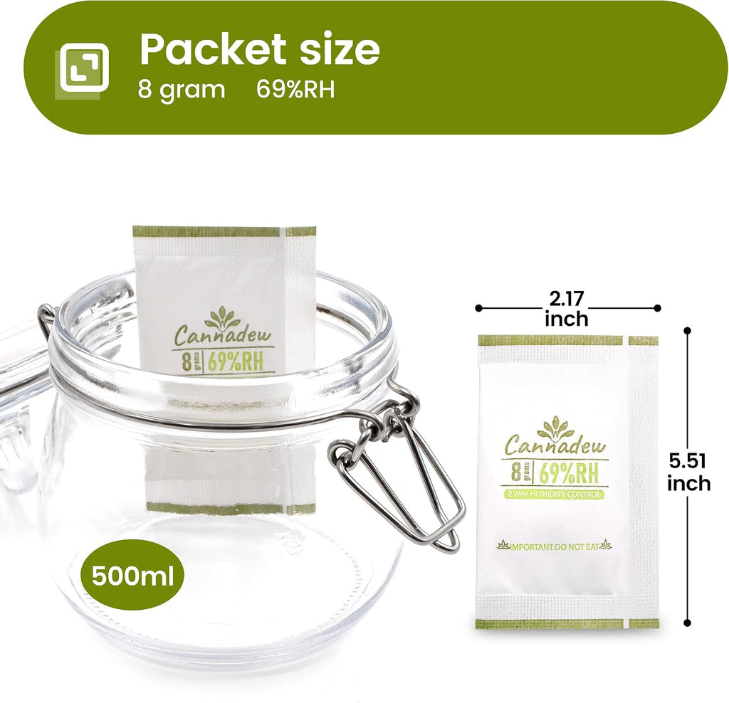 62% RH, 8g (15 Pack) Cannadew Humidity Packs Two-Way Humidity Control Pack - Moisture Absorbers & Hydration Packets for Curing and Storage