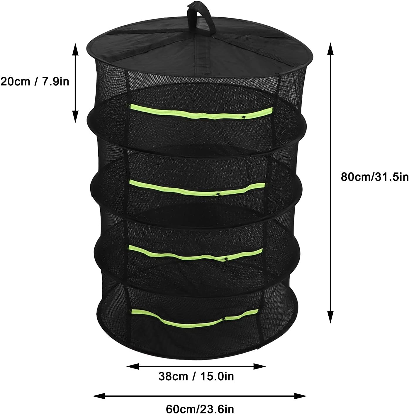 4 Layer Herbs Drying Rack, Polyester Good Airtightness Foldable Drying Rack, Hanging Multi‑Purpose Drying Tent with Zippers, for Courtyards, Ceilings, Growing