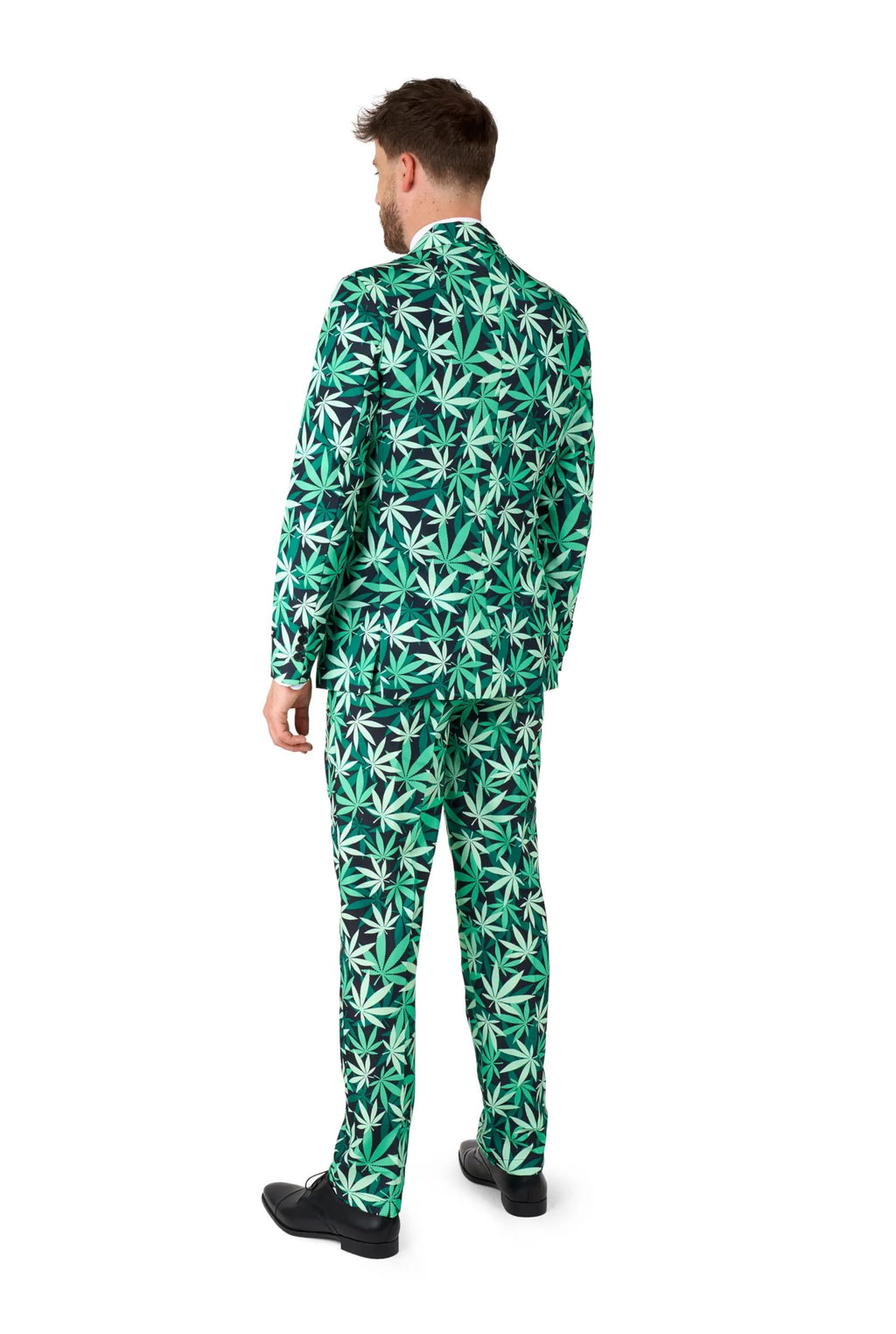 Suitmeister Men's Funny Suit - Cannabis Weed Print Outfit Slim Fit - Green