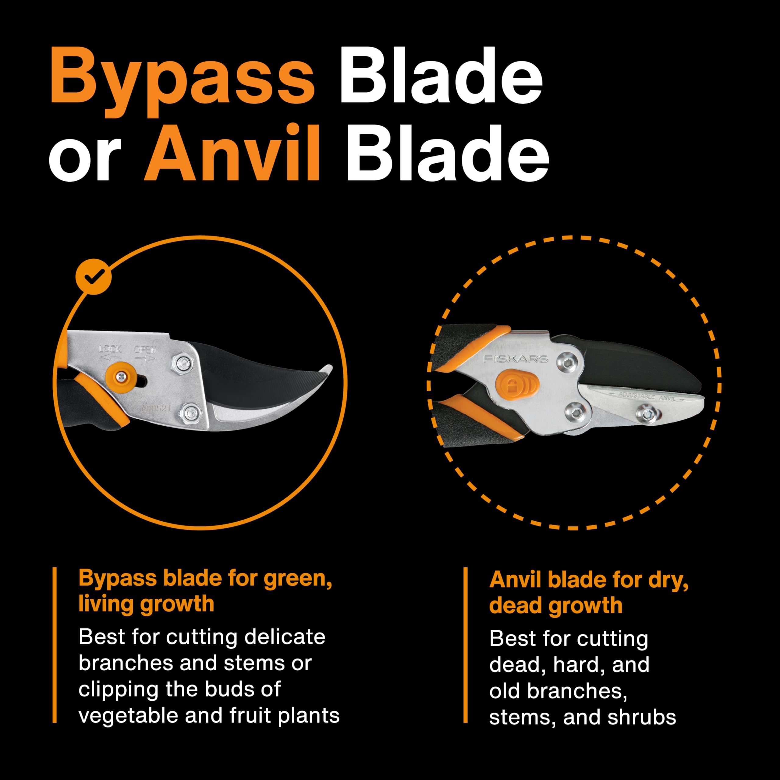 Fiskars 6" Non-Stick Pruning Snips, Resin-Resistant Garden Scissors