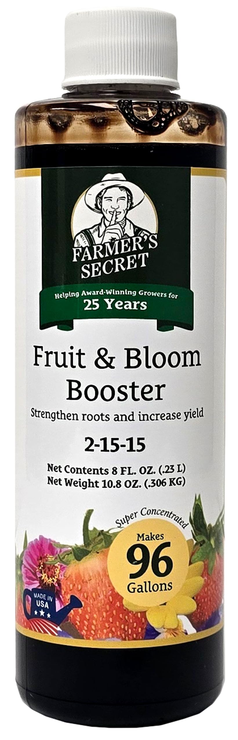 Farmer’s Secret Fruit & Bloom Booster Fertilizer - Super Concentrated - Boosts Flowering and Yield on All Varieties of Fruits, Vegetables and Flowers (32oz)