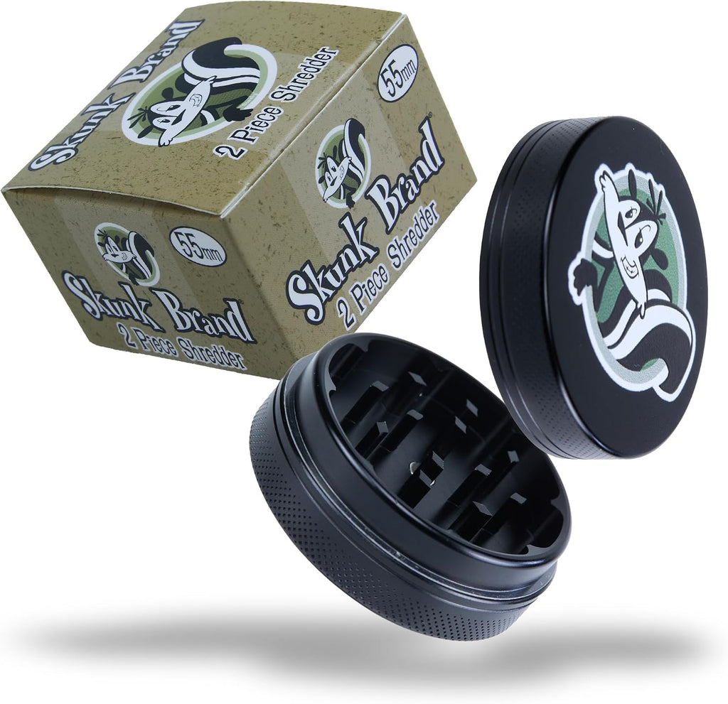 Skunk Herb and Spice Mill Grinder 55mm (2 inches) – 2-Piece Aluminum Kitchen Grinder with Magnetic Lid and Travel Storage Pouch