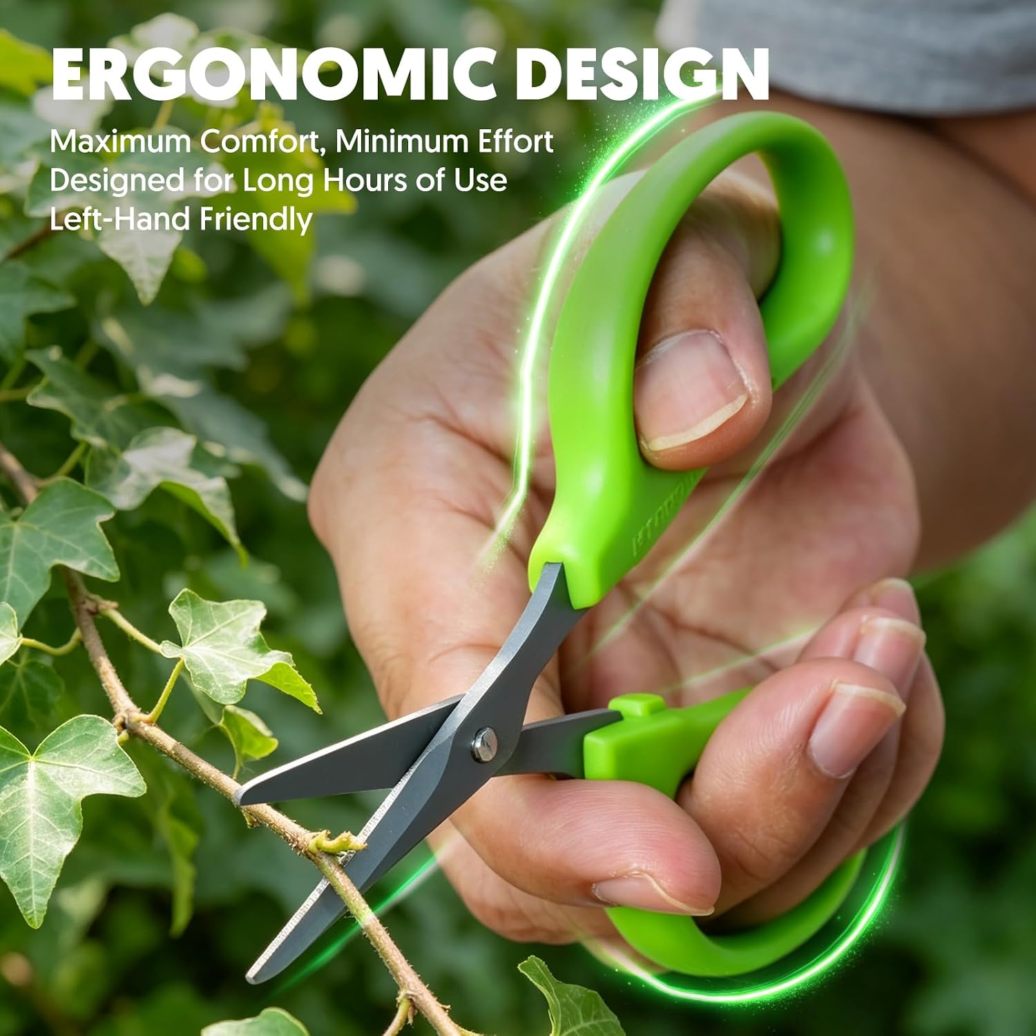 Garden Scissors, 6-in Curved Blade Pruning Shears, Non-Stick Coated Steel | Sharp Small Gardening Snips for Plants, Herbs, Flowers in Grow Tent and Hydroponics, Garden Trimming Tools, Easy to Clean