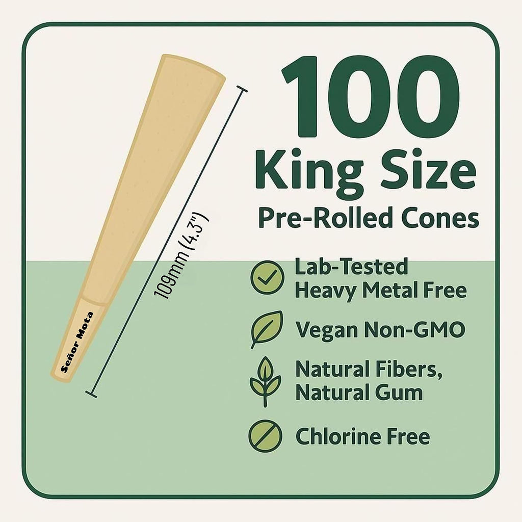 100 Pack Hemp Pre-Rolled Cones With Packers | King Size 109mm | Rolling Papers | Convenient And Easy To Use | Finest Materials | Low Ash | GMO Free | Slow & Even Burning | Sustainable | Eco-Friendly