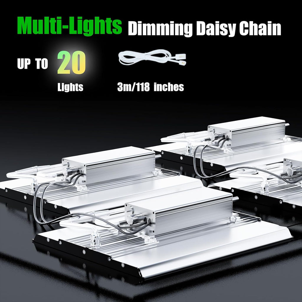 MA2000 LED Grow Lights for Seed Starting Vegetables Bloom, 200W Dimmable Daisy Chain, Grow Lights for Indoor Plants Full Spectrum for 2x4/4x4ft Coverage, Grow Tent, High Yield Cultivation