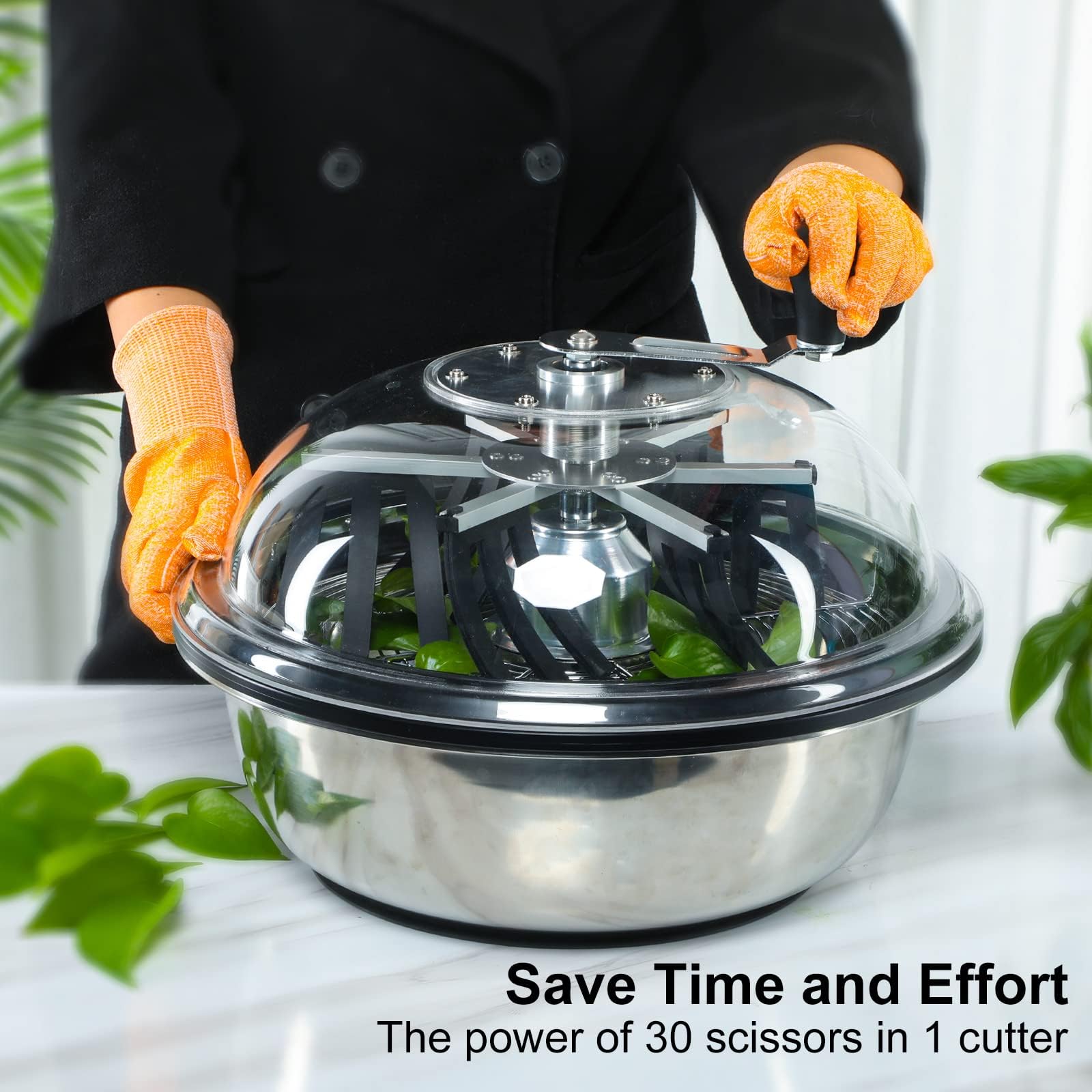 13 inch Leaf Bowl Trimmer, Bowl Trimmer with Switchable Stainless Steel Blades & Clear Visibility Dome, Hand Twist Spin Cutting Bud Trimmer for Buds, Flowers, Hydroponics Plants