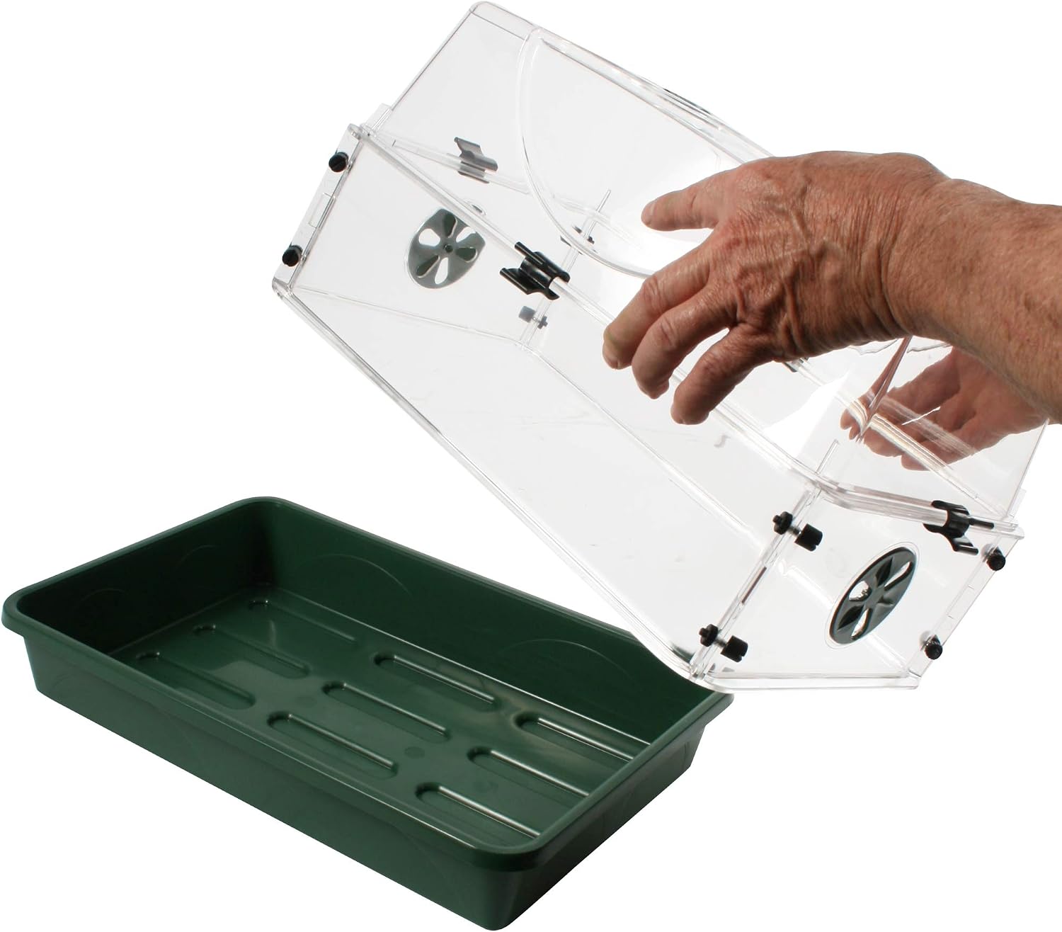 Medium Seed and Herb Domed Propagator with Vented Side Height Extension and Security Clip Set,Green