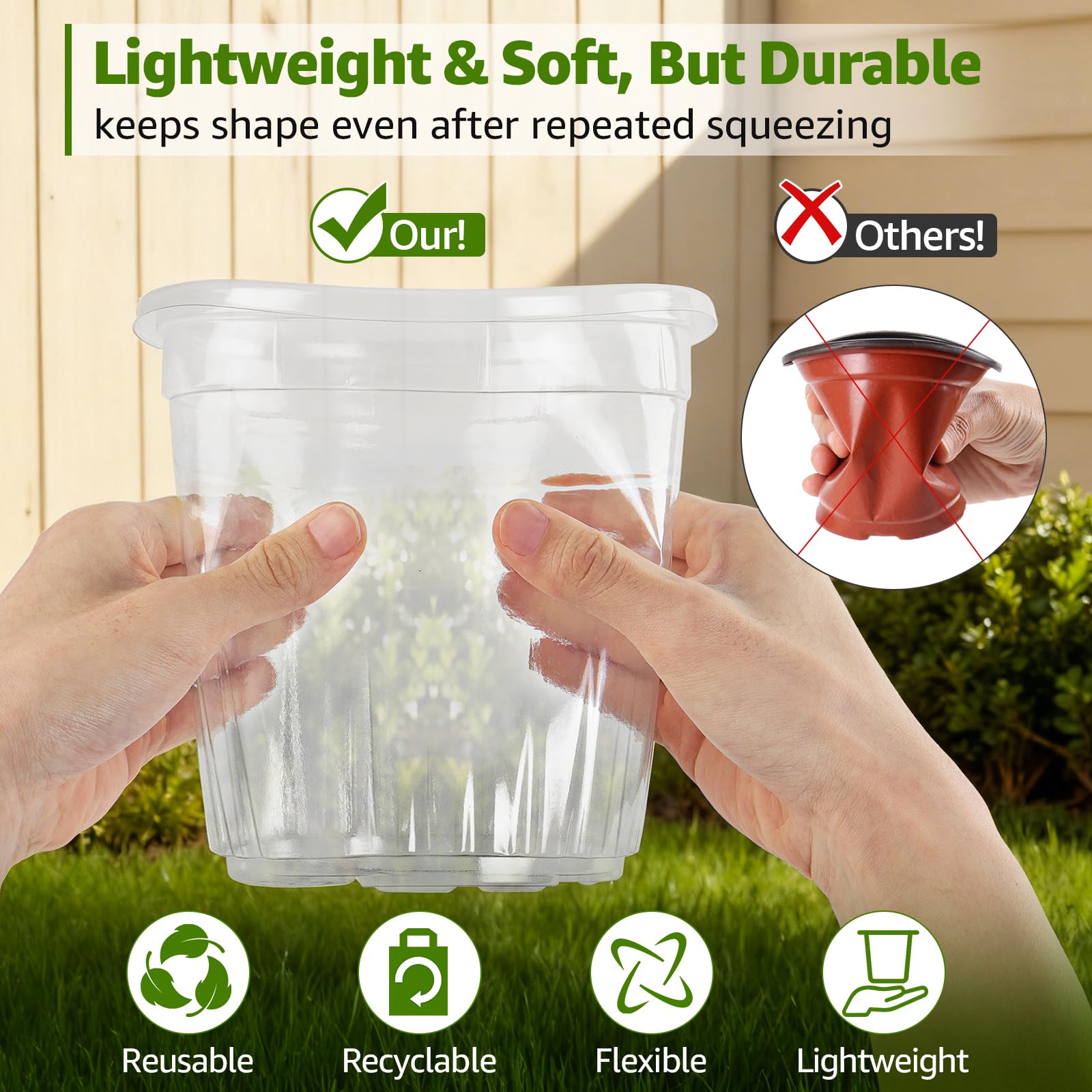 MIXC Plant Nursery Pots with Humidity Dome 4" Soft Transparent Plastic Gardening Pot Planting Containers Cups Planter Small Starter Seed Starting Trays for Seedling with 10pcs Plant Labels，30 Sets