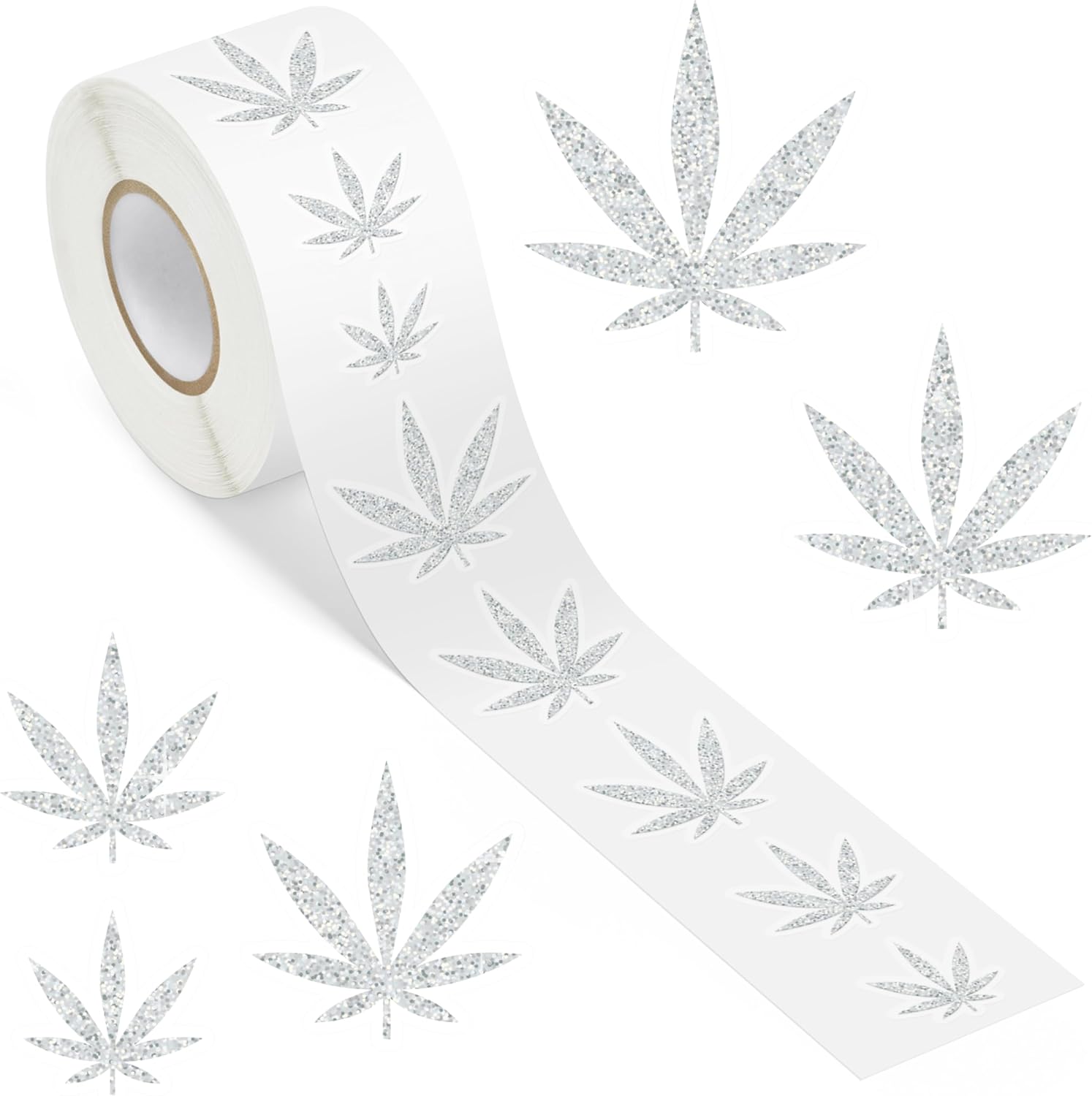 Weed Marijuana Stickers for Adult - 1 Roll 1000pcs Green Weed Decal Decorations, Cute Leaf Vinyl Sticker Label for Laptop Water Bottle Car Luggage Skateboard Party Decor Gift (Green)