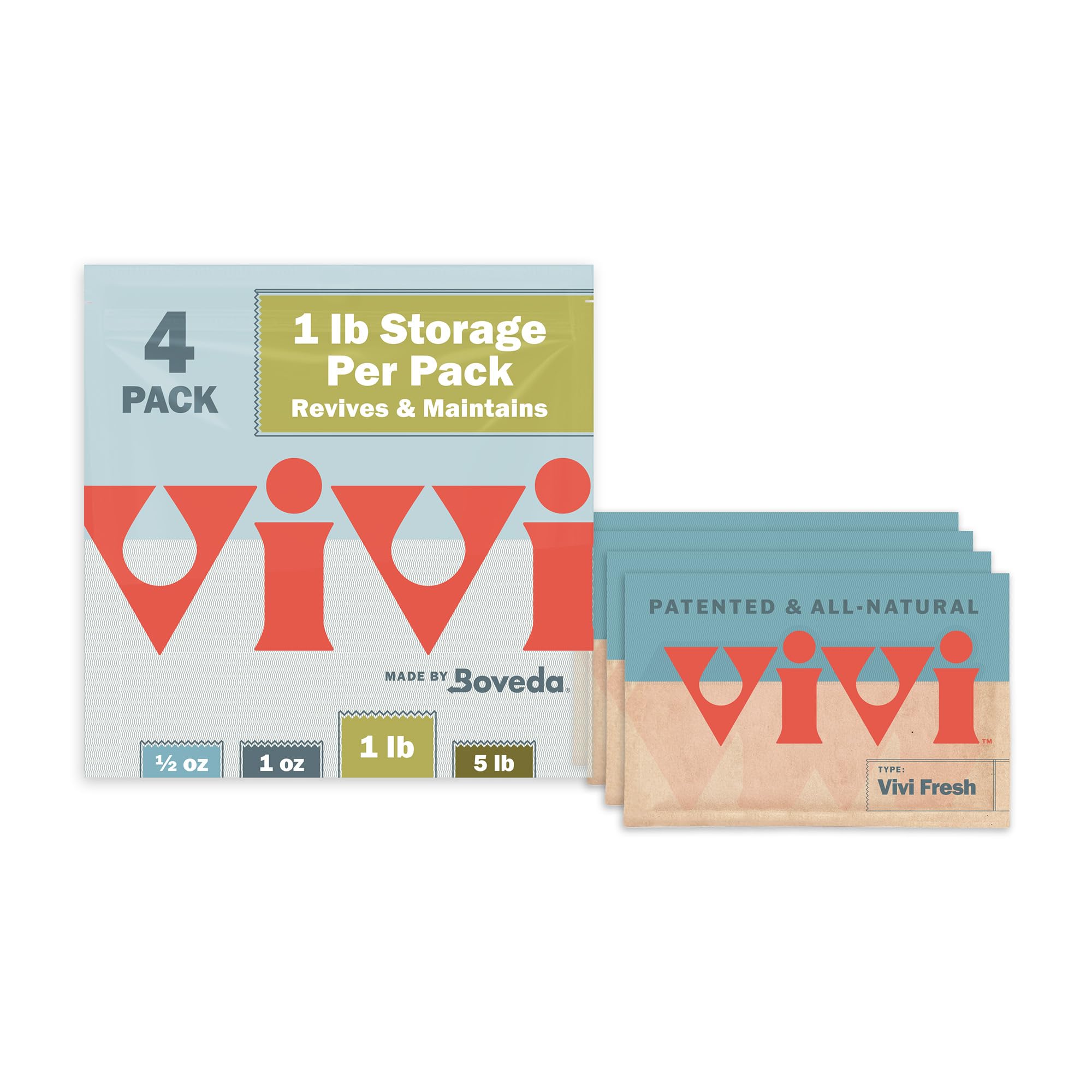Vivi Fresh 5 LB Humidity Control Pack | Individually Wrapped | For All Airtight Storage Containers, Store Longer and Preserve Freshness | Made in the USA by Boveda