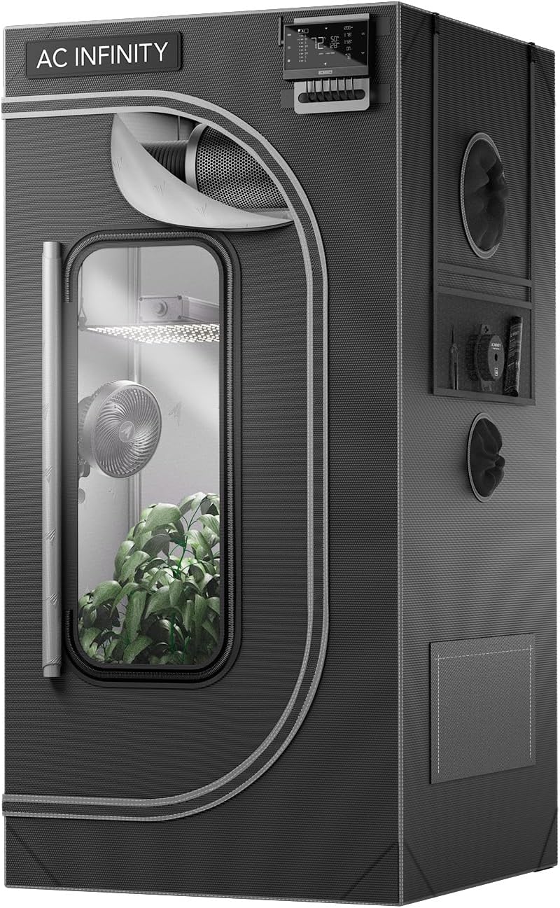AC Infinity CLOUDLAB 422, Advance Grow Tent 2x2, Thickest 1" Poles | 2000D Mylar Canvas, Lab-Tested Highest Reflectivity, Largest Zipper Window, Controller Mount Plate, 24" × 24" × 48" Grow Tent
