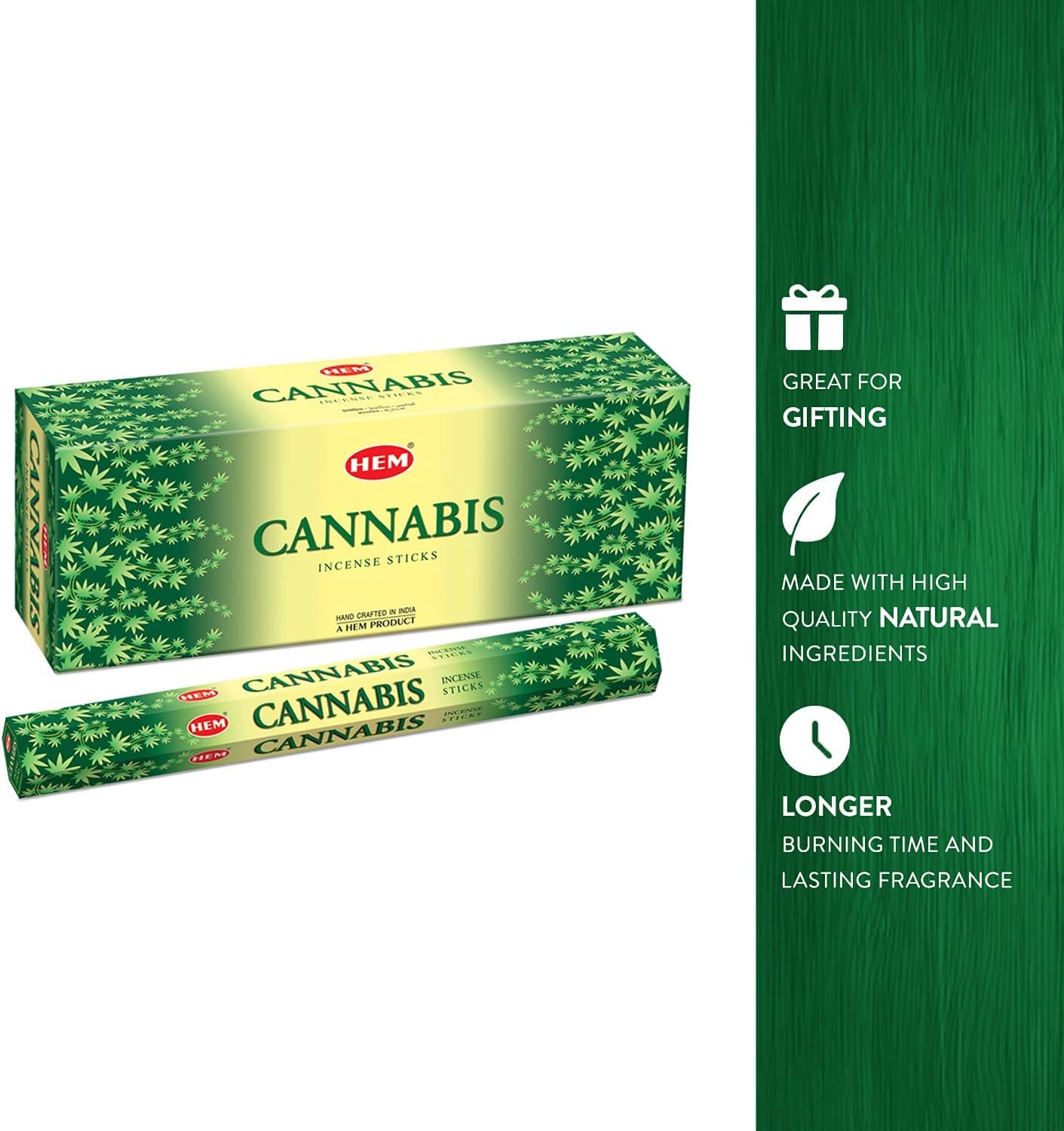 Hem Cannabis Incense Sticks (120 Sticks, 6 Boxes Inside) - 9 Inches Long, 20g per Box - |Perfect for Meditation, Rituals | Cleansing | Promotes Relaxation and Tranquility.