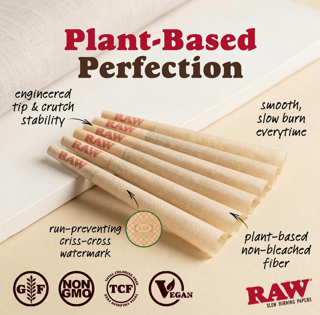 RAW Cones Classic King: 50 Pack, Pre Rolled Cones Rolling Papers, 109 mm | Food Grade Container, Green Blazer Preroll Loader, Patented Slow Burn, All Natural RAWthentic, Rolling Papers & With Tips