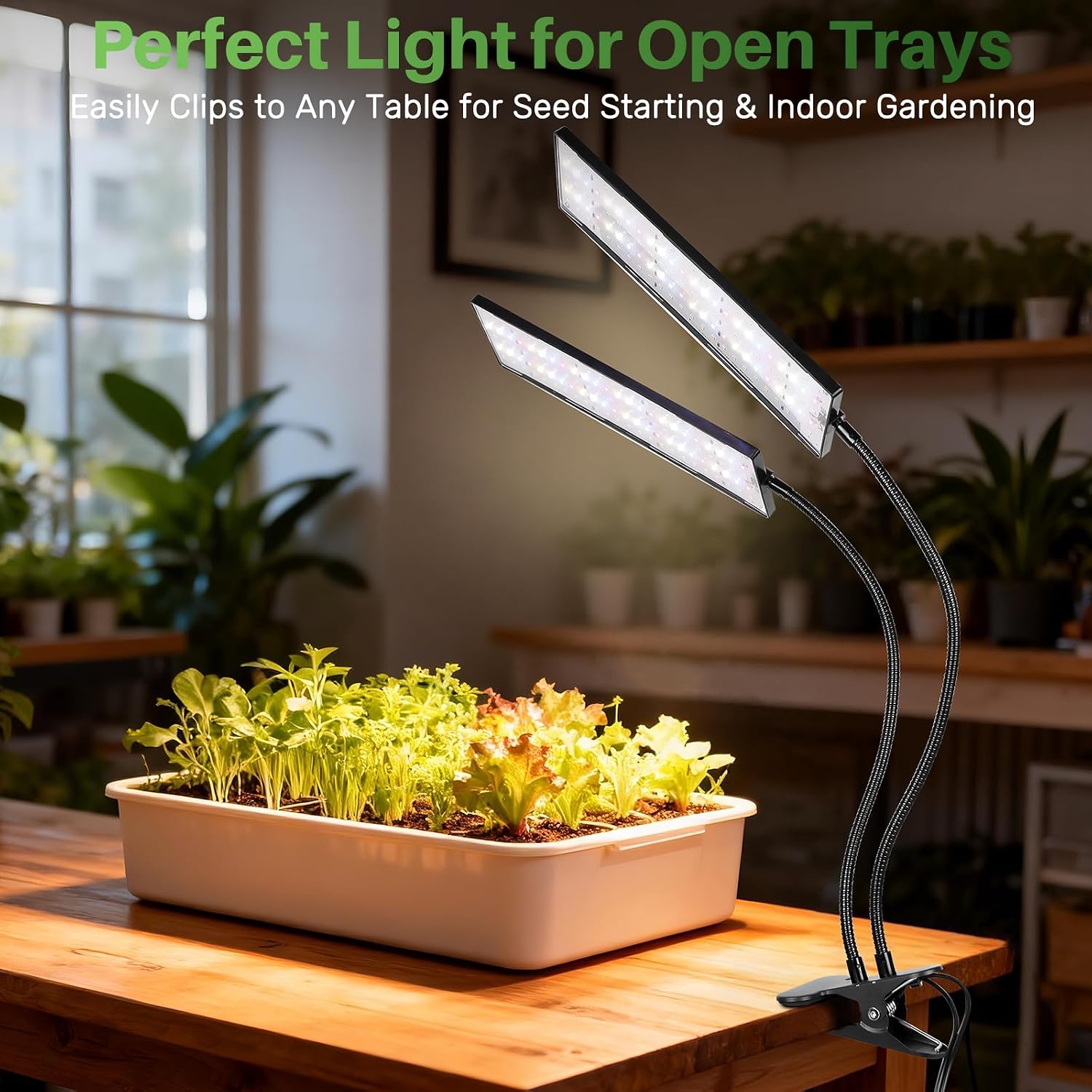 TONYFUL LED Grow Light 20W, 240 LEDs Full Spectrum Clip Plant Growing Lamp with White Red LEDs for Indoor Plants, Indoor Plants Growing Lamps,10 Dimmable Levels, Auto ON & Off with 3/9/12H Timer