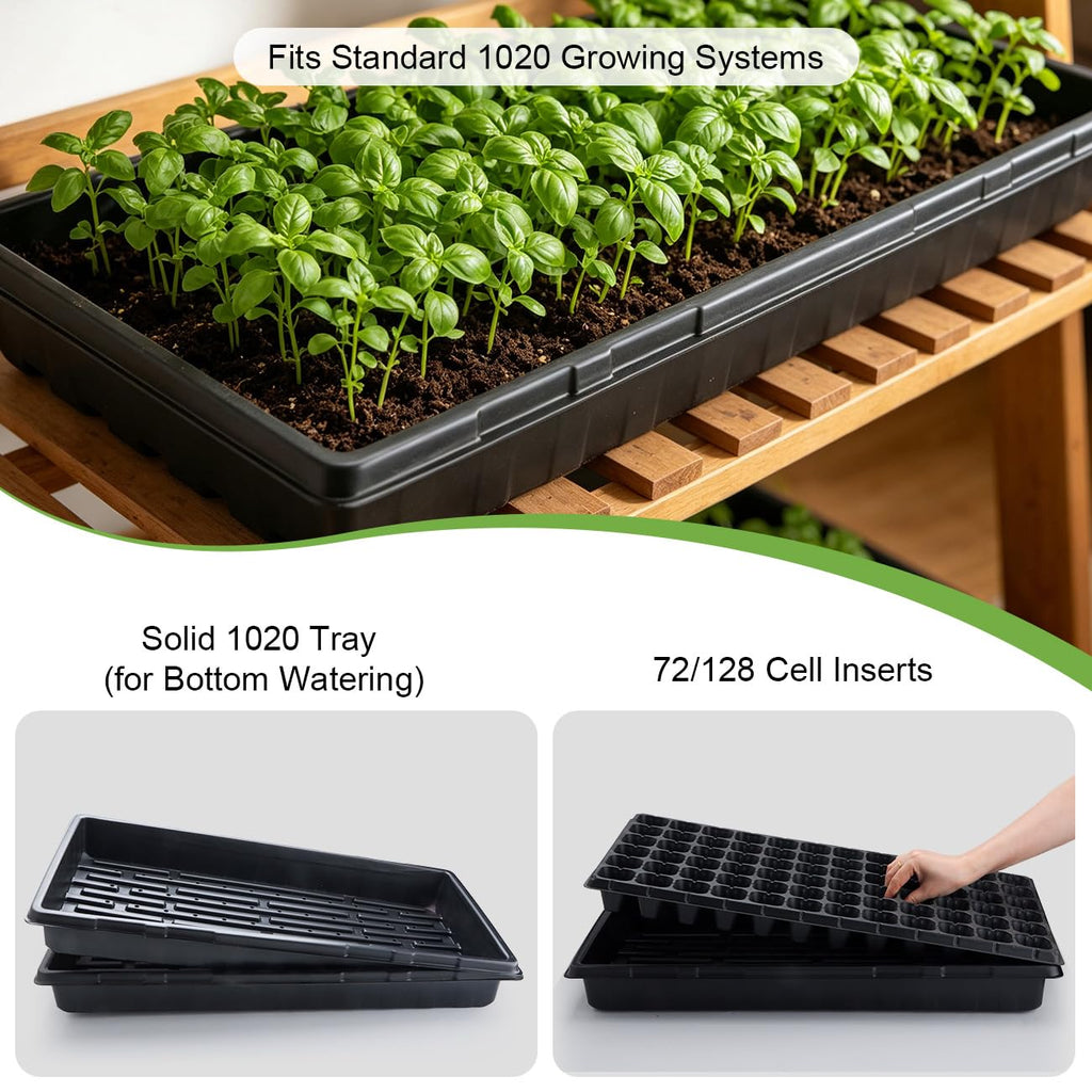 BTPLASTIK 10 Pack 7.3" High Humidity Domes for 1020 Seed Trays – Thicker Platic Clear Humidity Dome with Adjustable Vents, BPA-Free, Fits Standard 10"x20" Trays for Germination, Propagation, Cloning