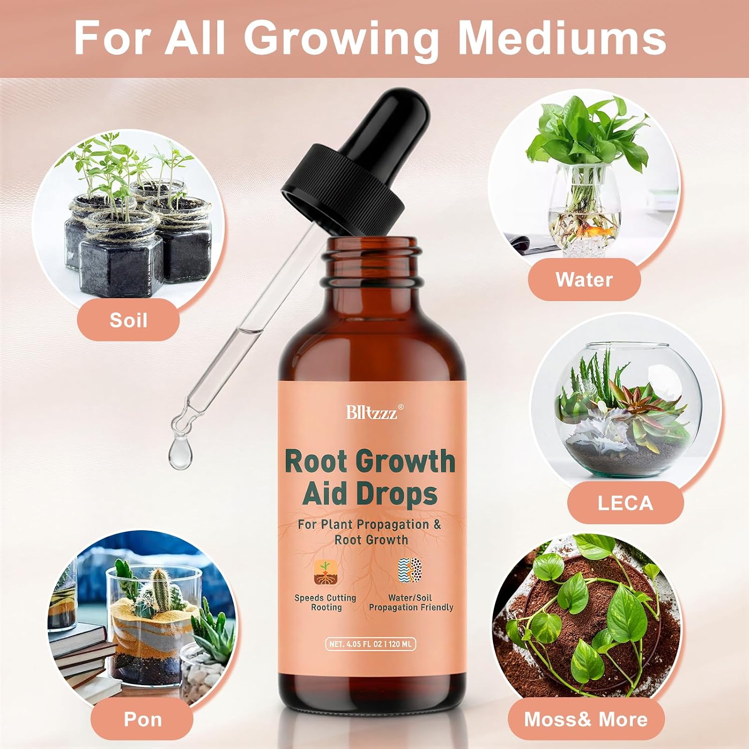 Root Drops - Liquid Rooting Hormone for Cuttings- Fast Growth Propagation Drops | Less Shock in Water/Soil/LECA/Moss | Fits Pothos, Monstera, Philodendron & All Houseplants (4 oz) (1)