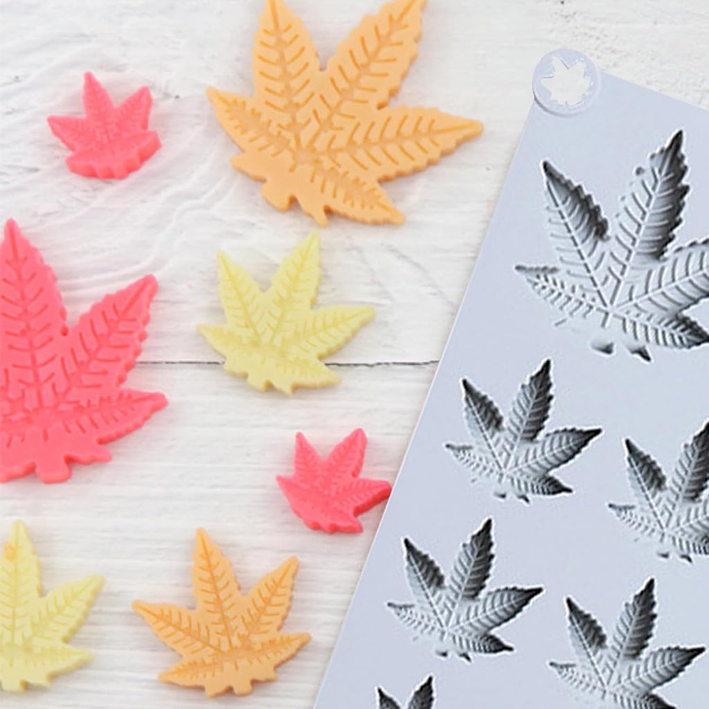 Leaf Silicone Mold for Chocolate Candy Soap Gummy | 12-Cavity Tray, 20.4 x 14.9 cm, Maple Leaf Shape, For Baking & Crafts, Pack of 2