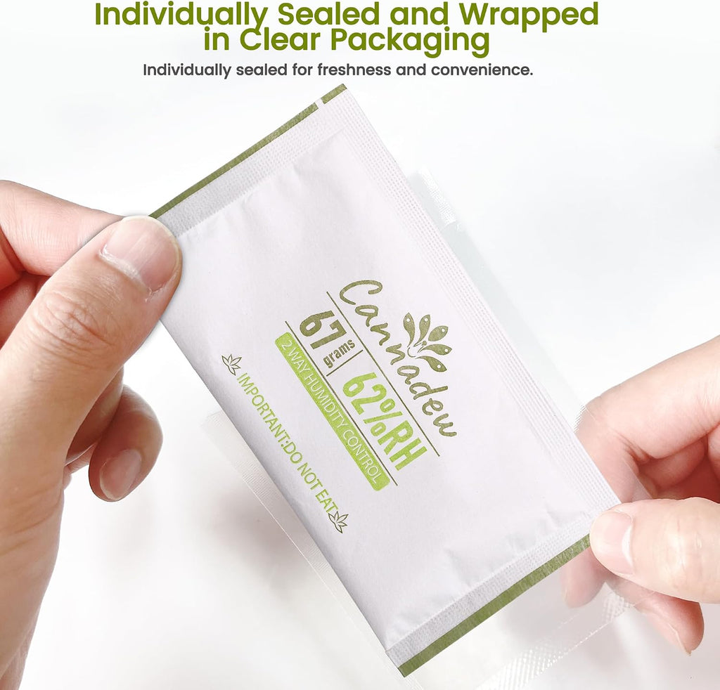 62% RH, 8g (15 Pack) Cannadew Humidity Packs Two-Way Humidity Control Pack - Moisture Absorbers & Hydration Packets for Curing and Storage