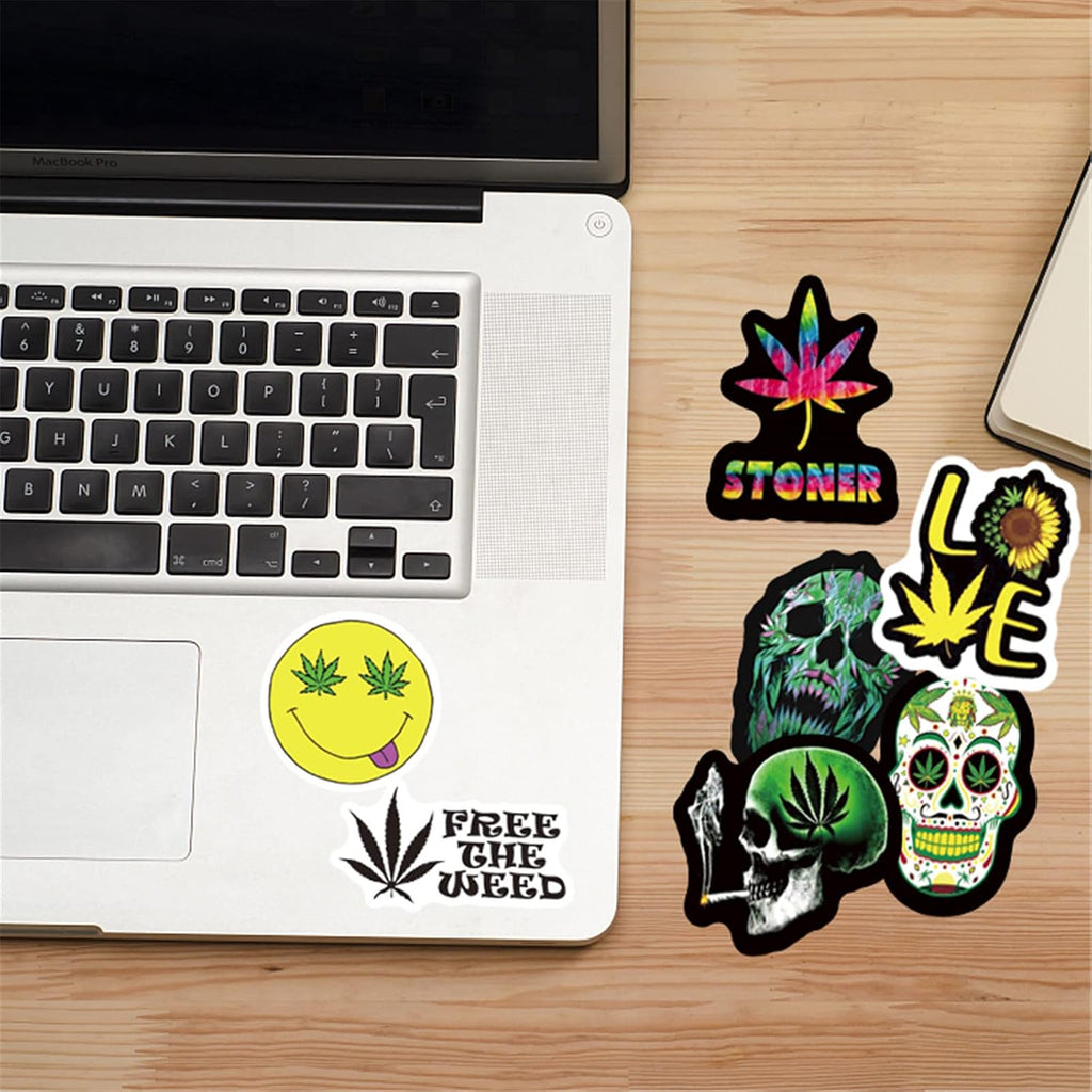 Weed Stickers for Adults, 50PCS Plant Vinyl Waterproof Marijuana Sticker Decals for Skateboard Water Bottles Bikes Luggage Etc.